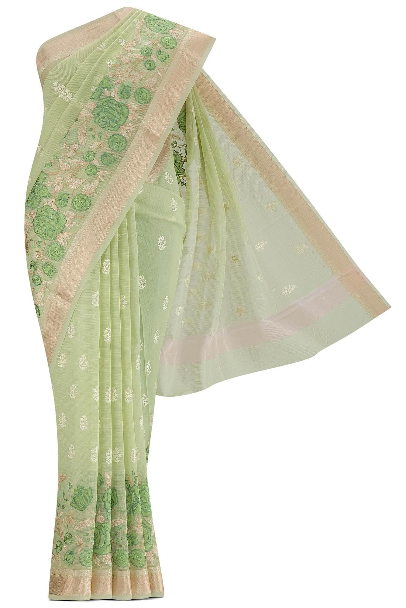 Green Blended Kota Cotton Saree
