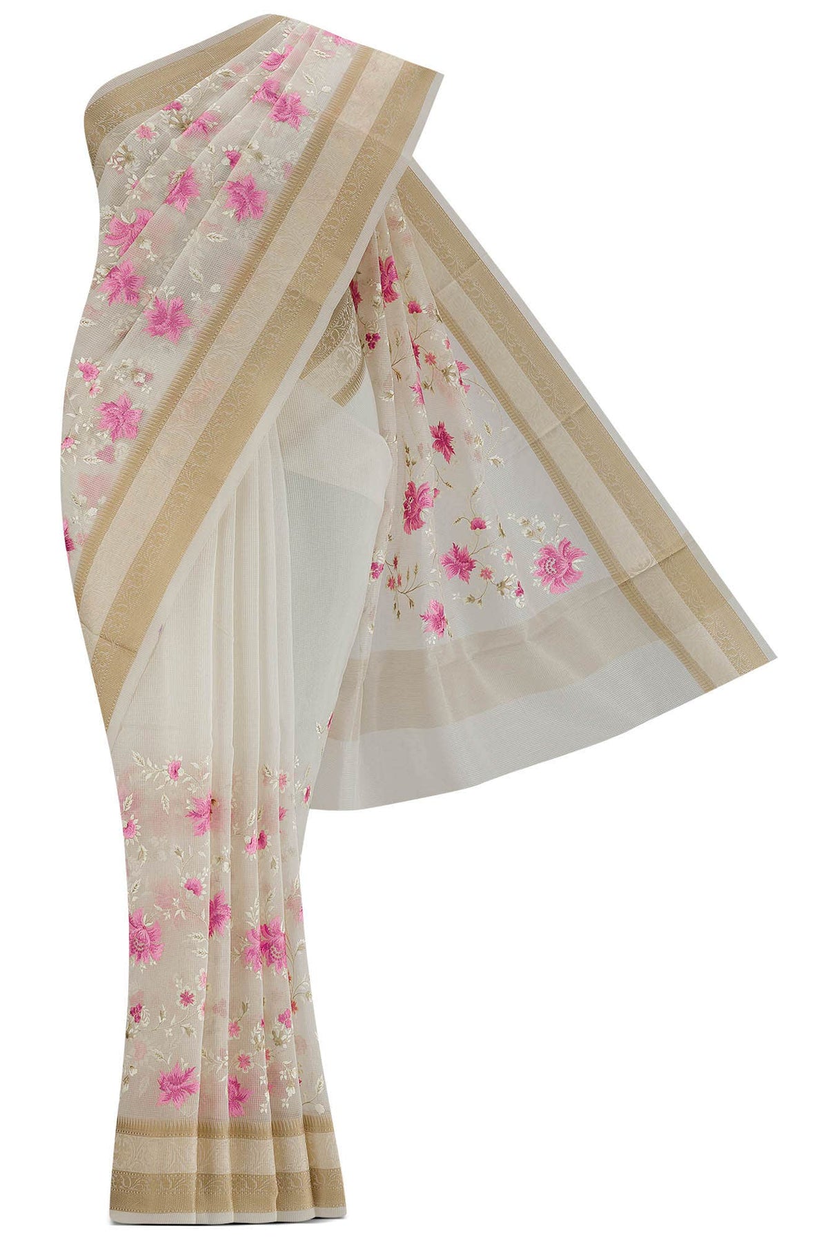 Cream Kota Cotton Saree