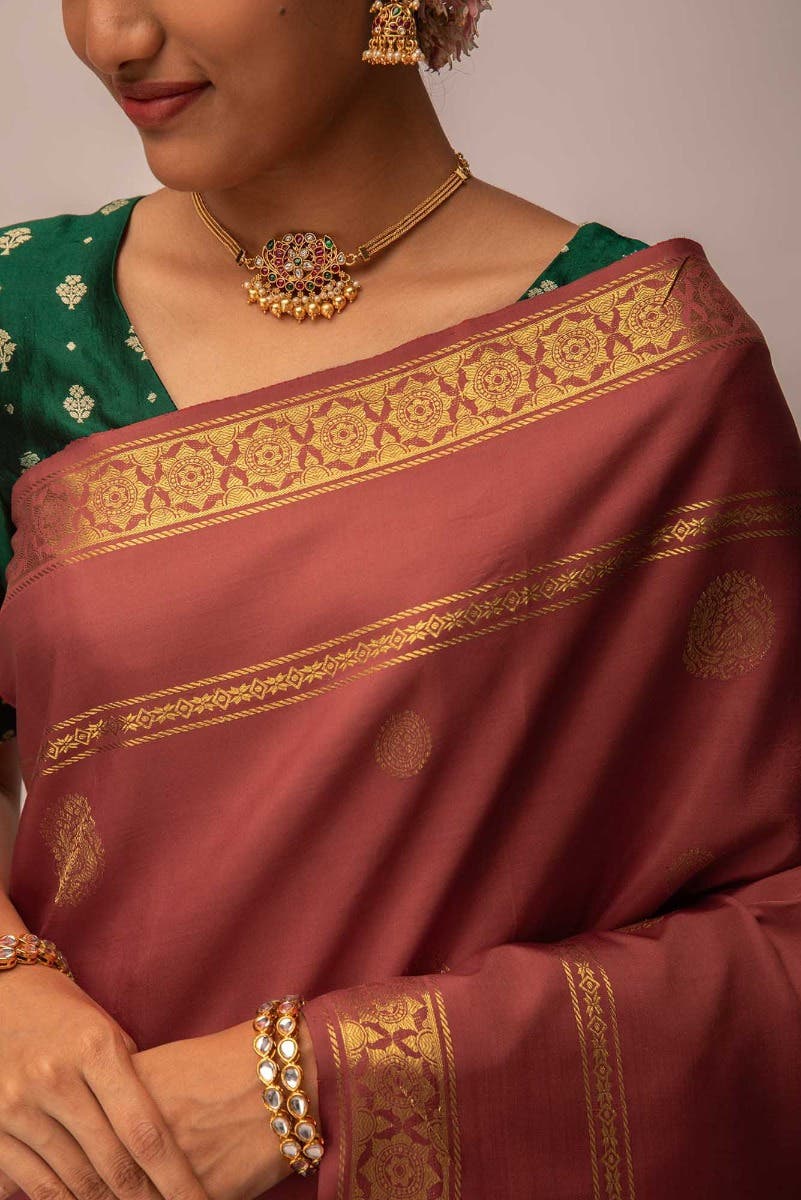 Raj-Pakshi - Wine Kanchipuram Silk Saree