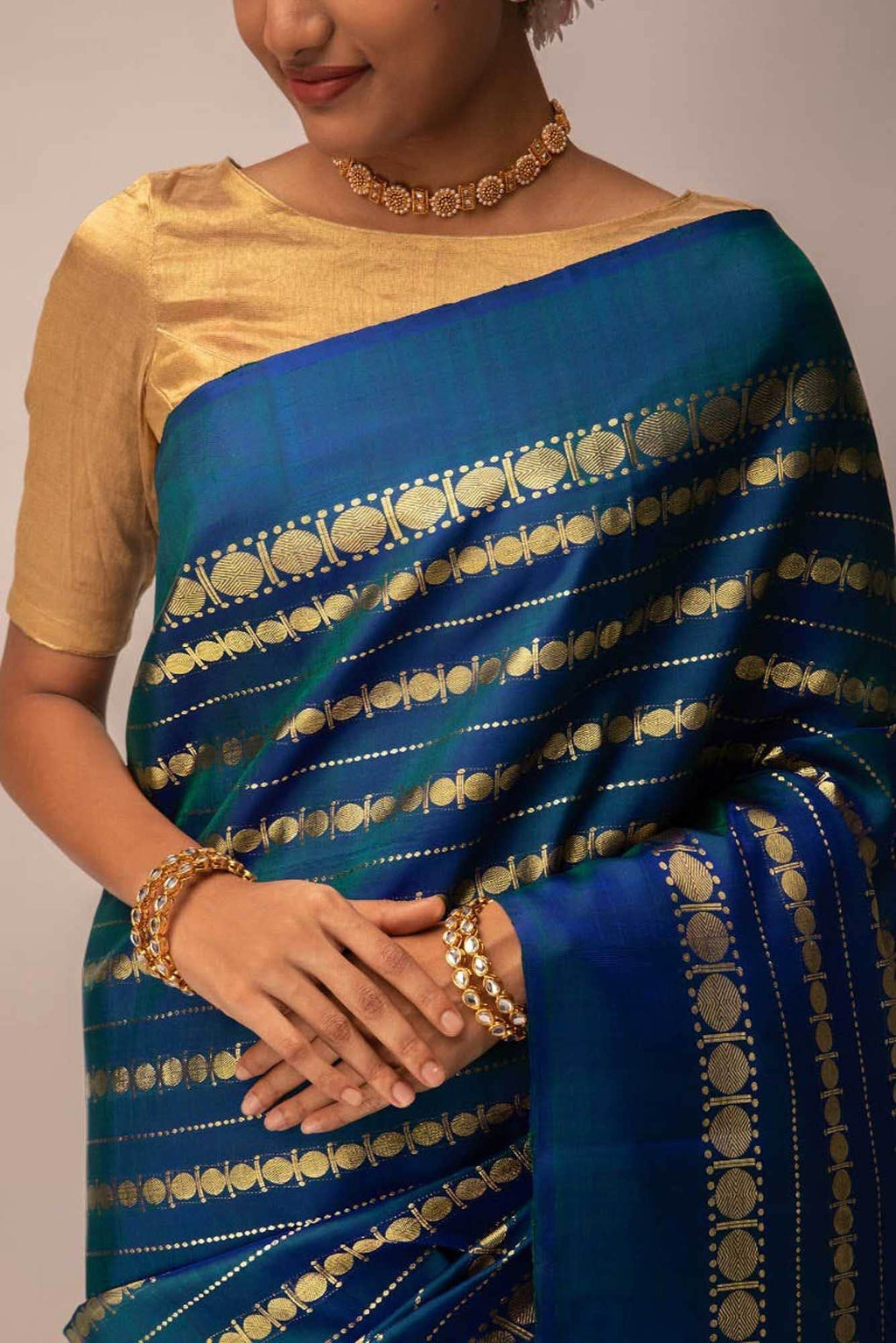 Sadhvi - M.S Blue Kanchipuram Silk Saree