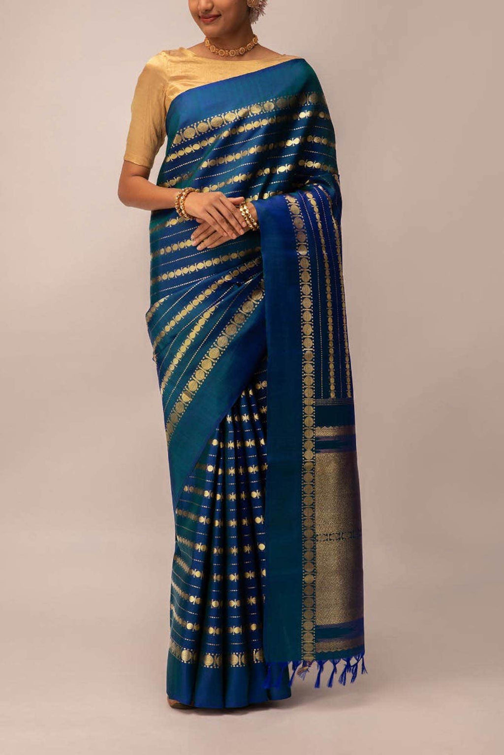 Sadhvi - M.S Blue Kanchipuram Silk Saree