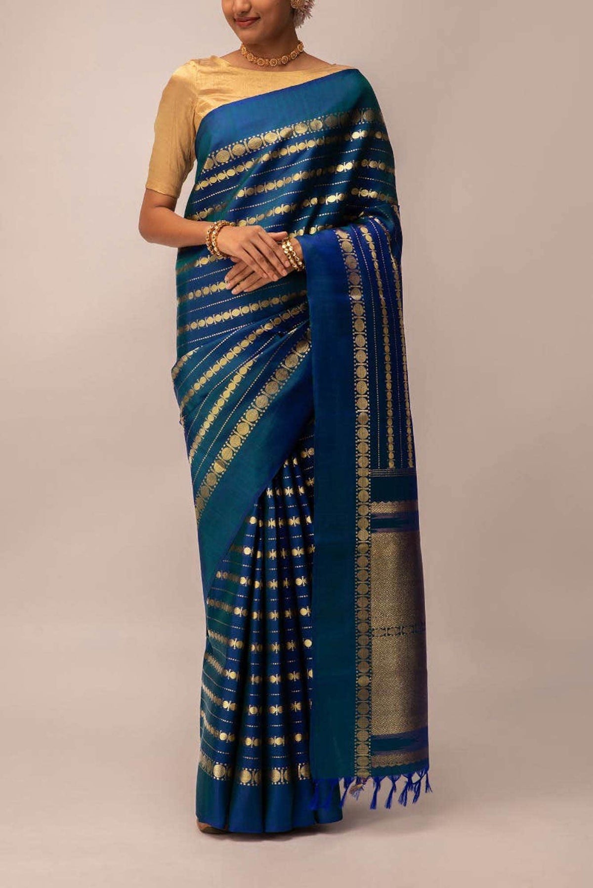 Sadhvi - M.S Blue Kanchipuram Silk Saree