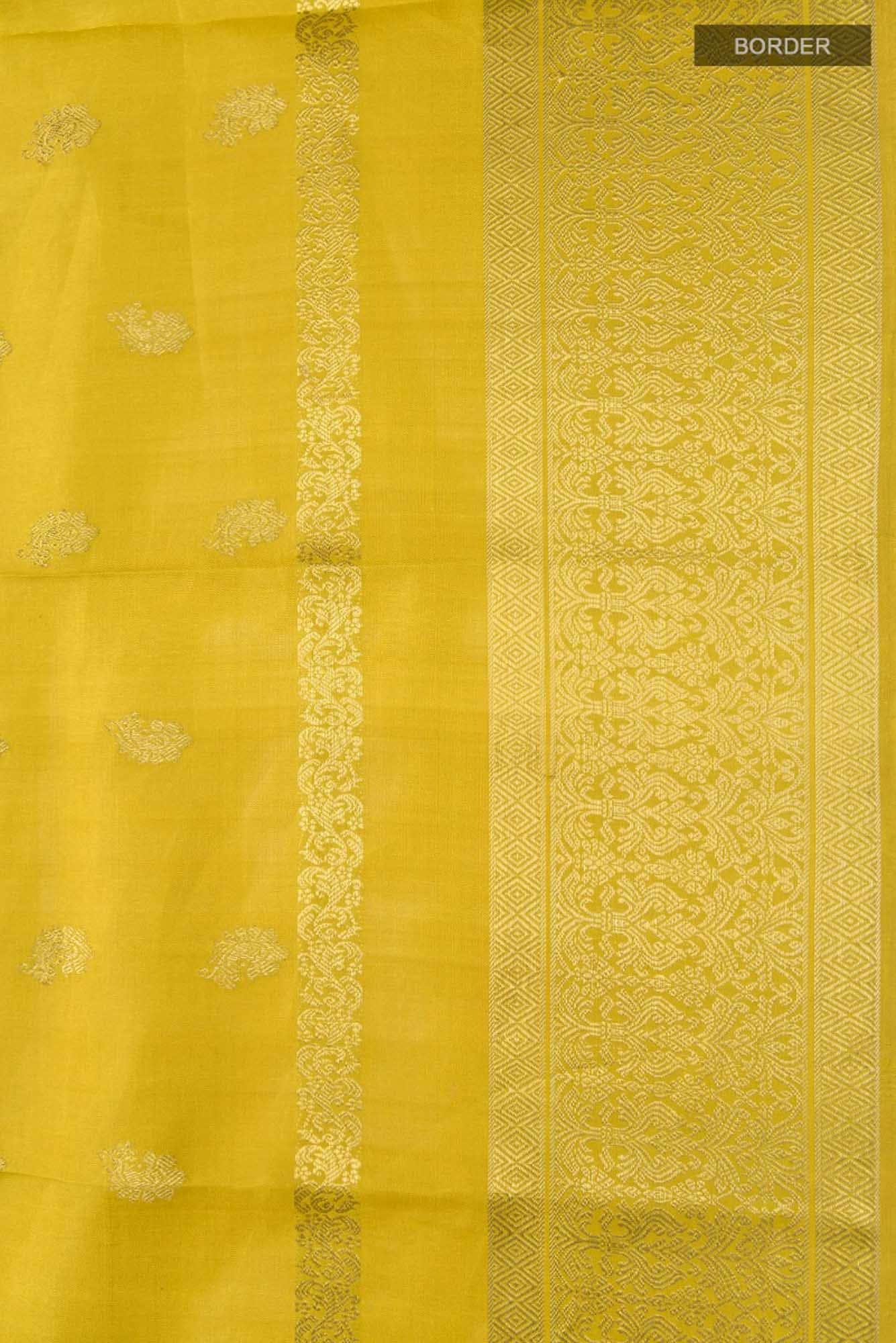 Poojita-Mustard Yellow Kanchipuram Silk Saree