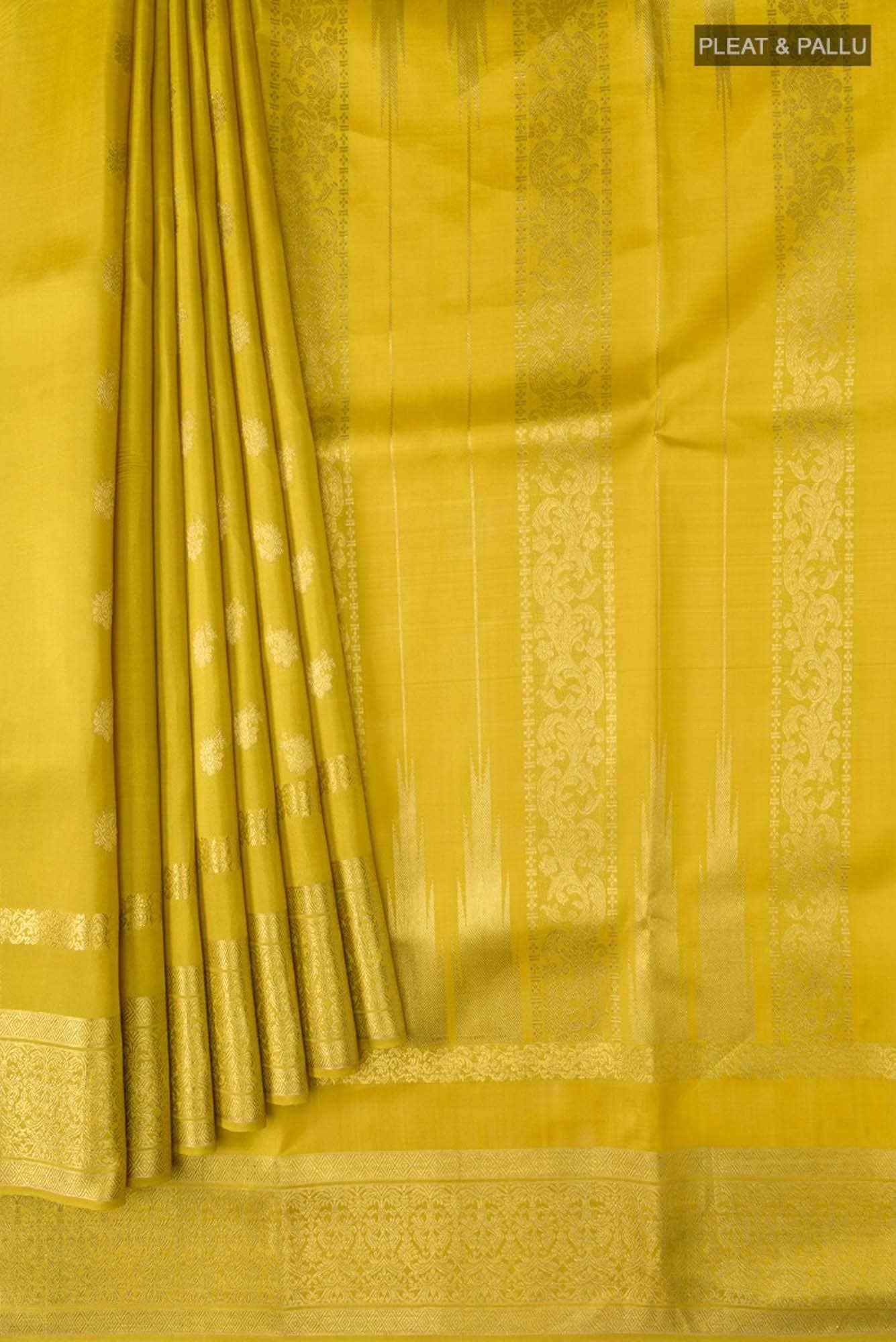 Poojita-Mustard Yellow Kanchipuram Silk Saree