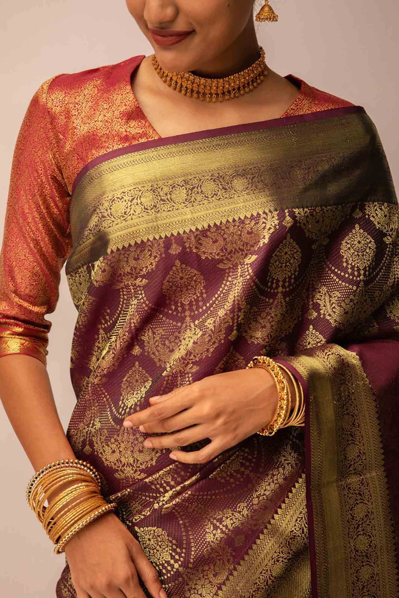 Rani-Haar-Maroon Kanchipuram Silk Saree