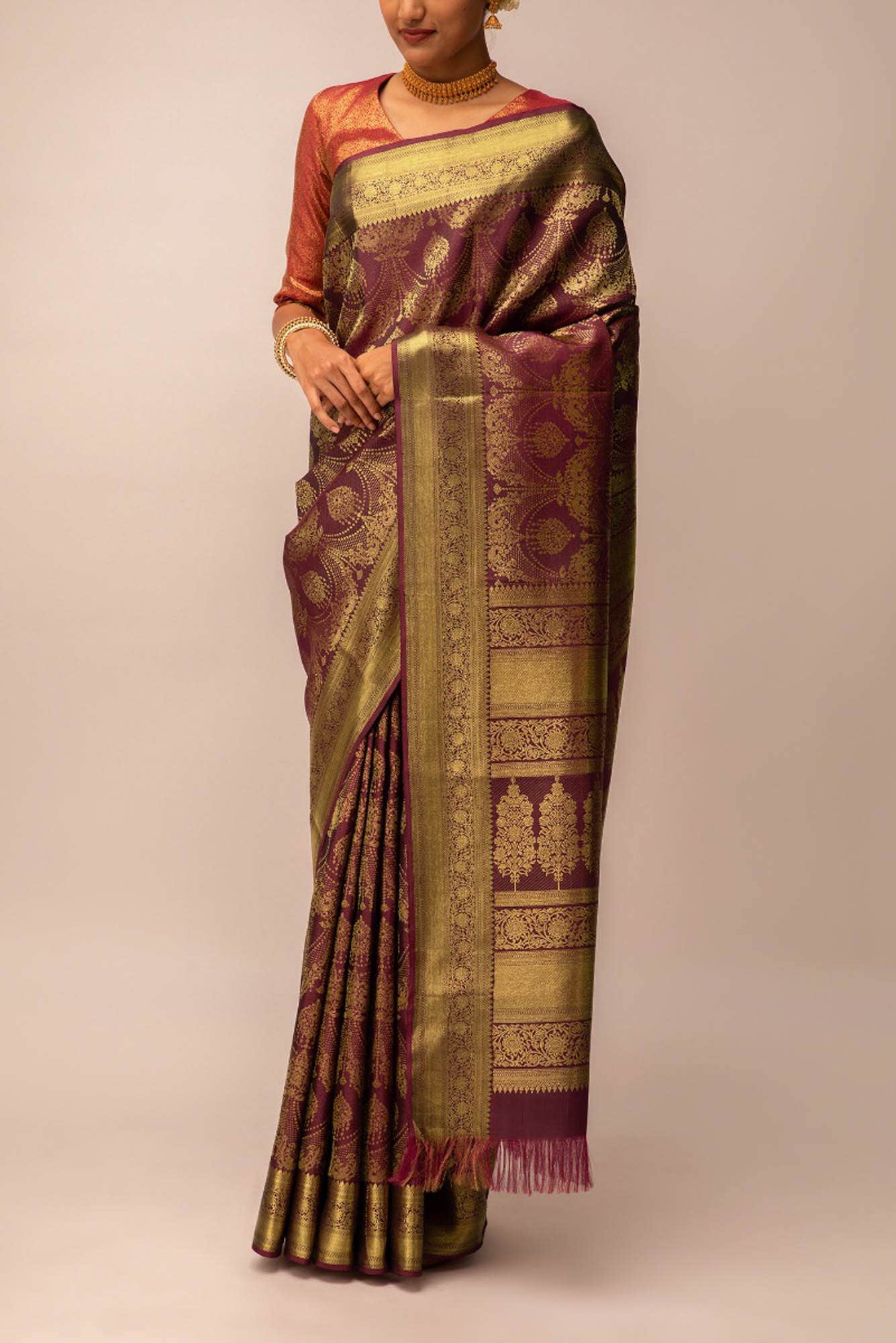 Rani-Haar-Maroon Kanchipuram Silk Saree