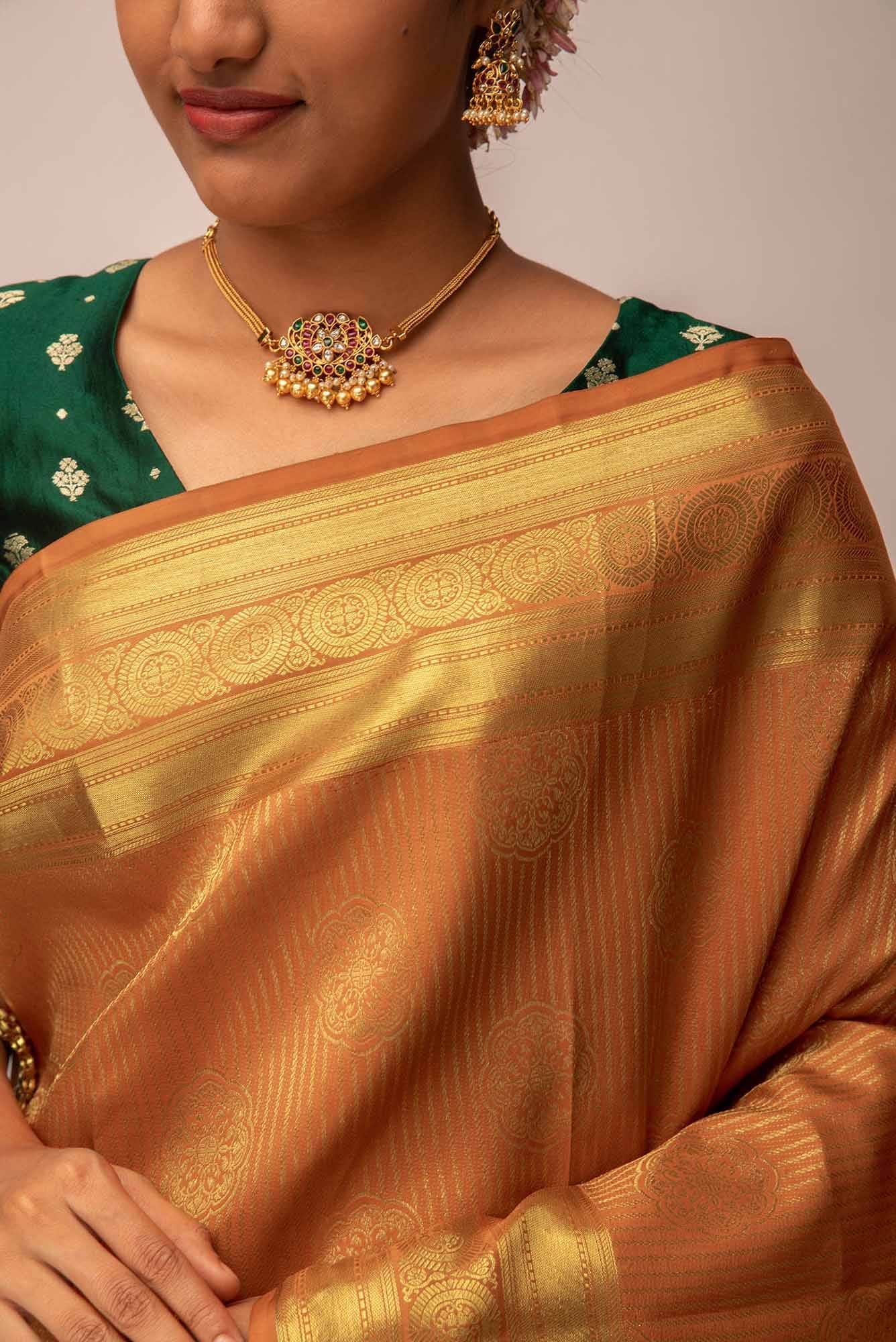 Saraswati - Rust Kanchipuram Silk Saree