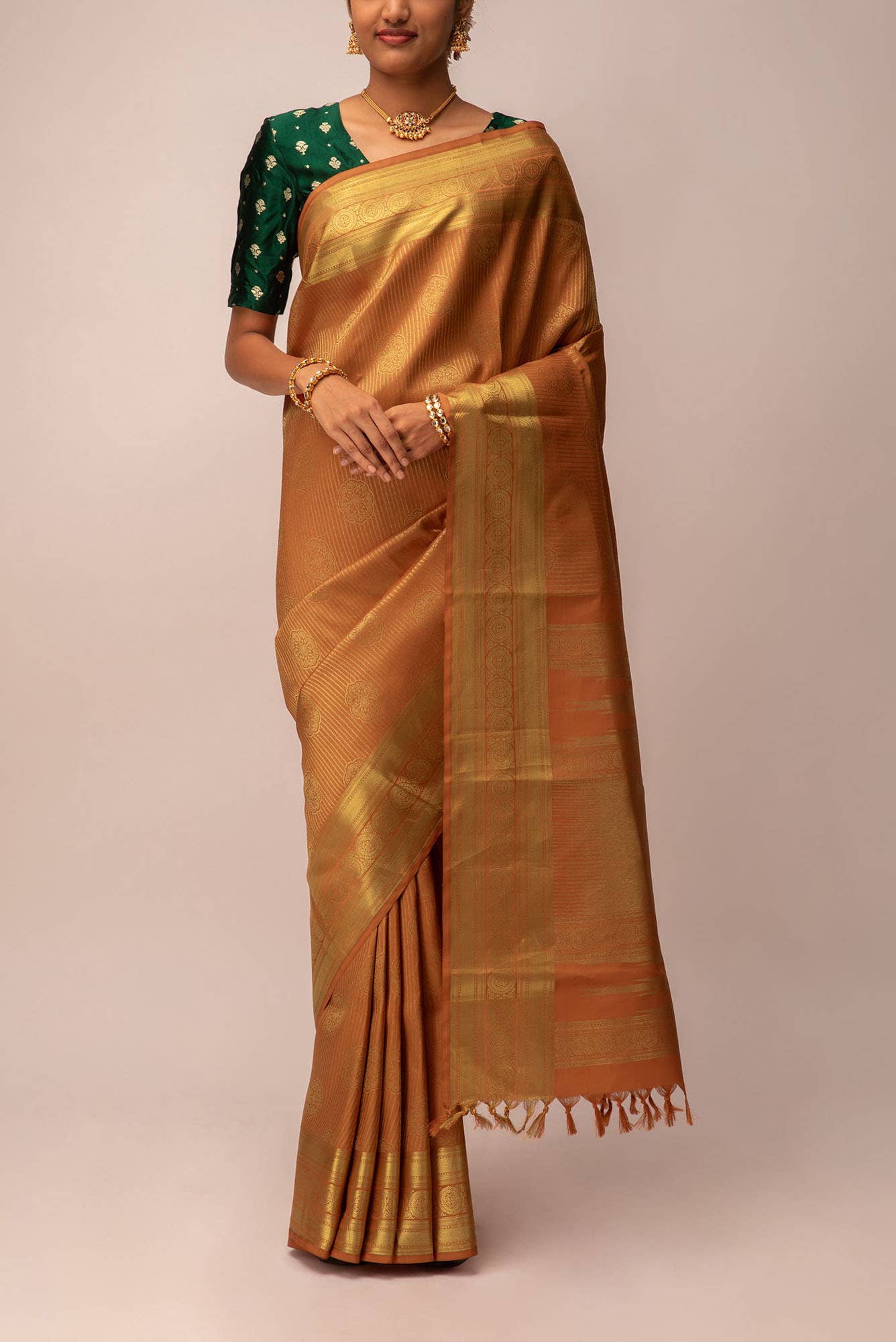 Saraswati - Rust Kanchipuram Silk Saree