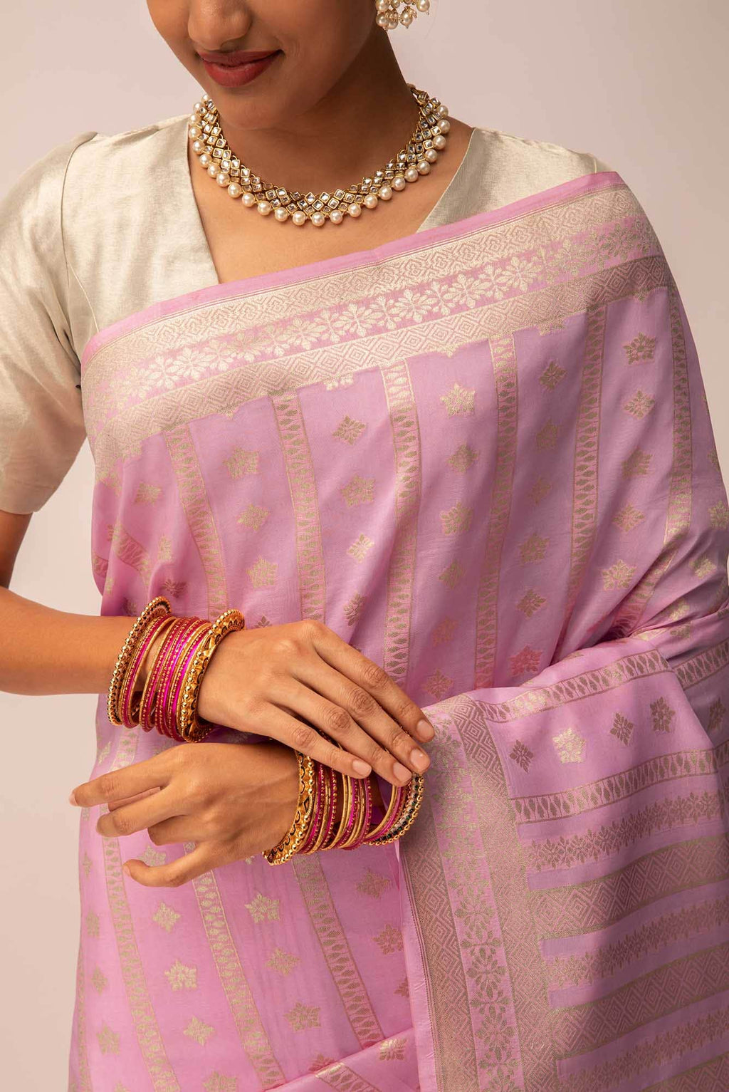 Priyadarshini-Pink Banarasi Silk Saree