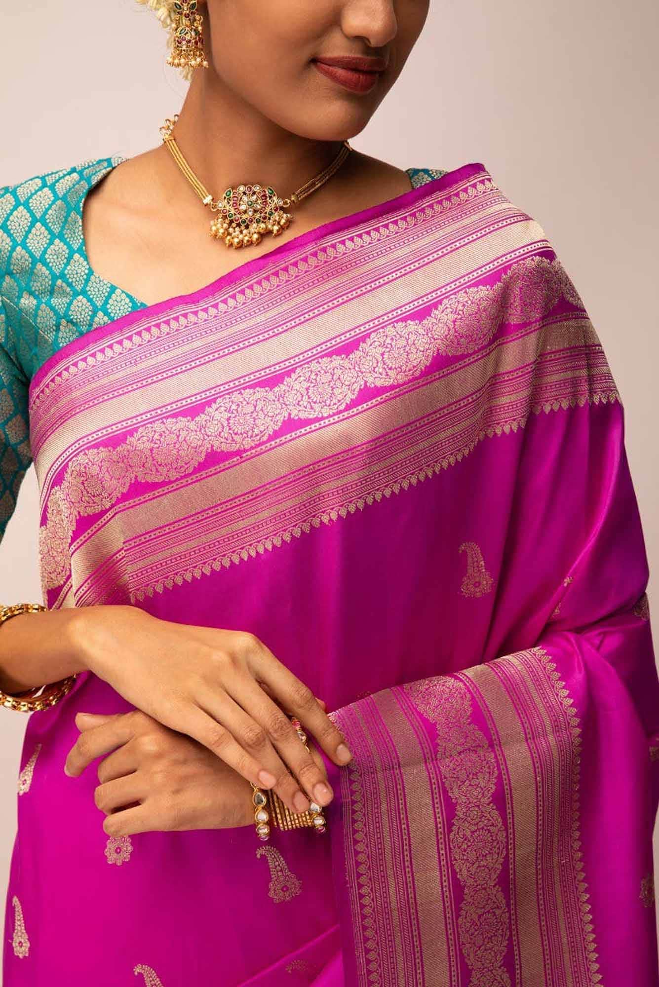Bhagyavati-Magenta Banarasi Silk Saree