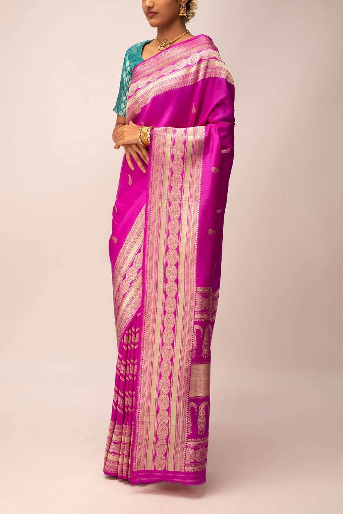 Bhagyavati-Magenta Banarasi Silk Saree