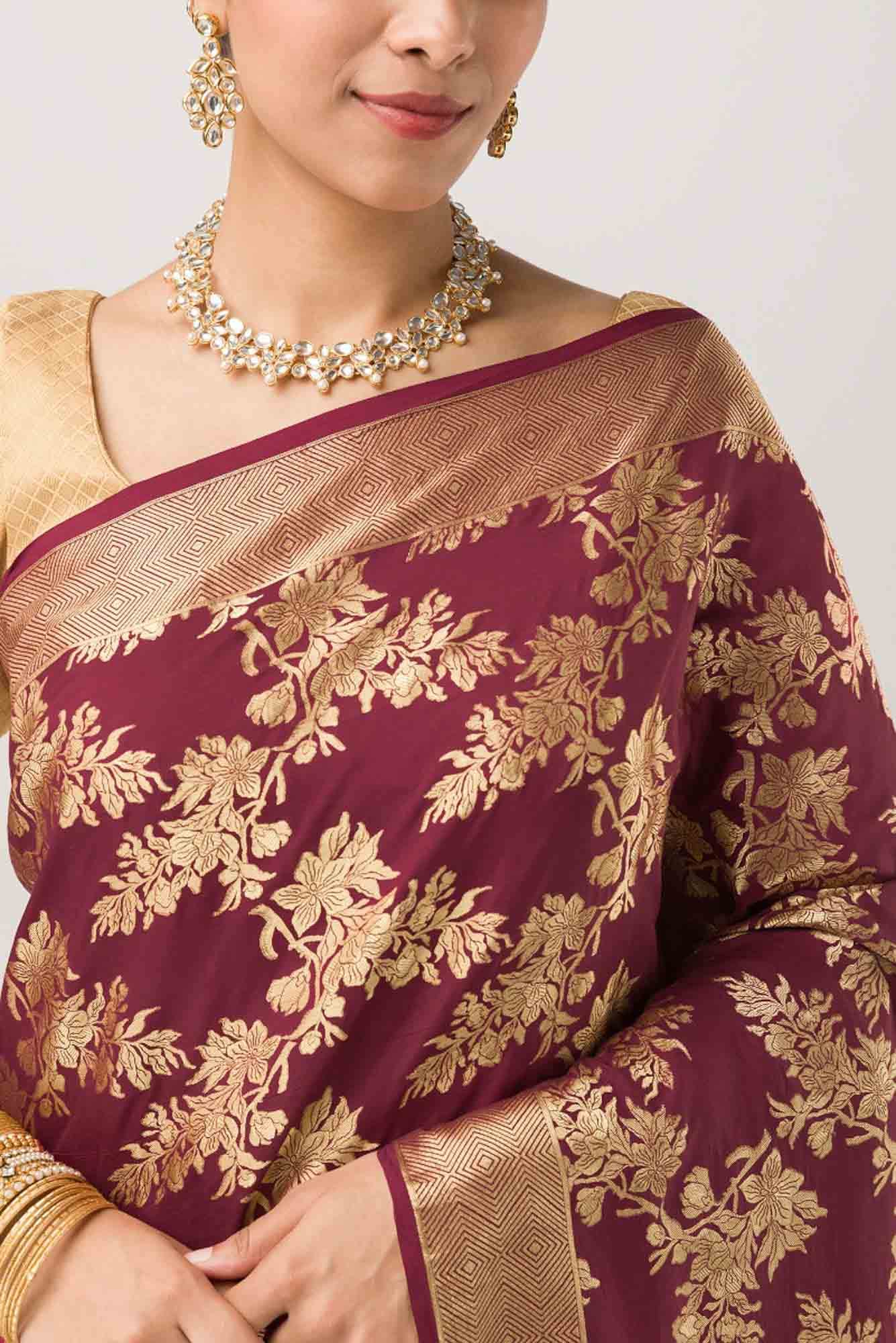 Magnolia Manmohini Red Katan Banarasi Saree