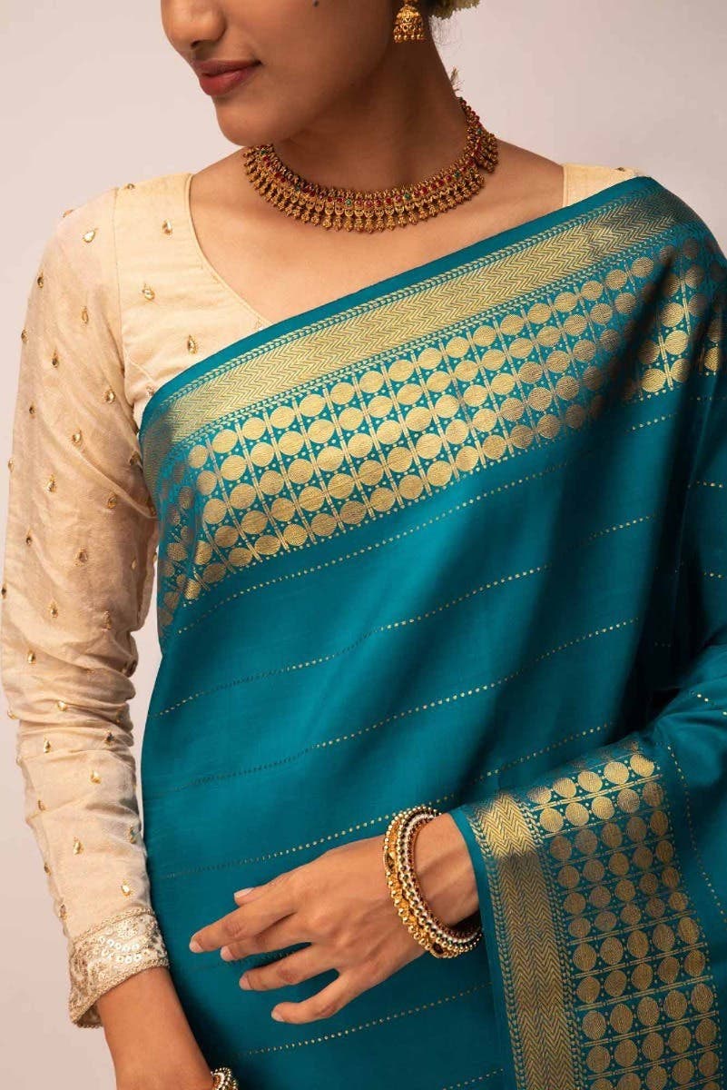 Indrani -Teal Kanchipuram Silk Saree