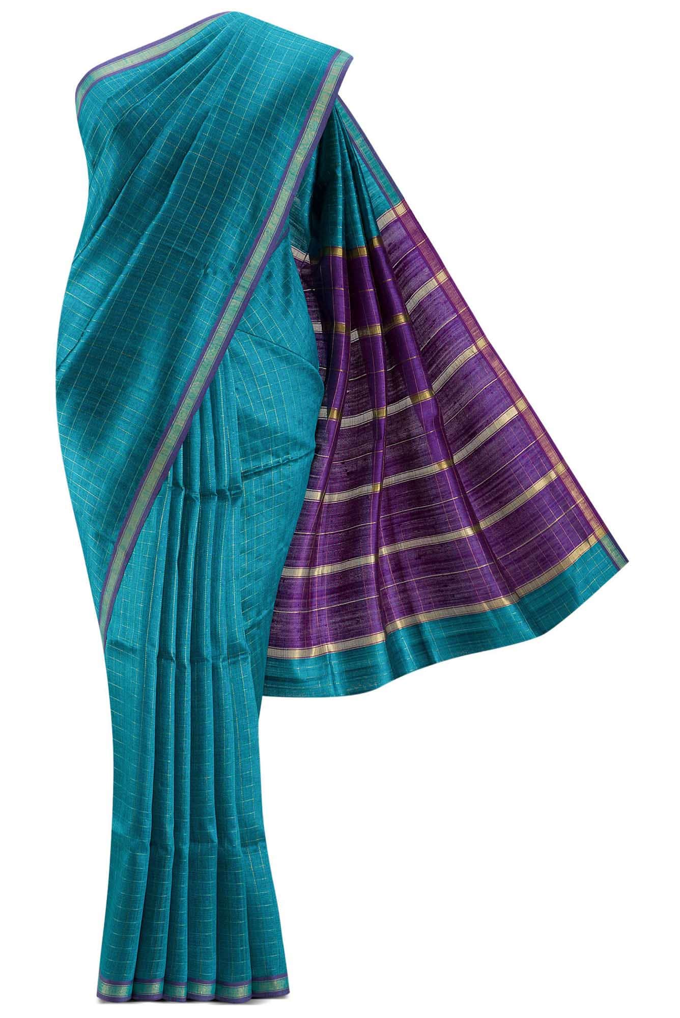 Aahana-Aqua Blue Bhagalpuri Tussar Silk Saree