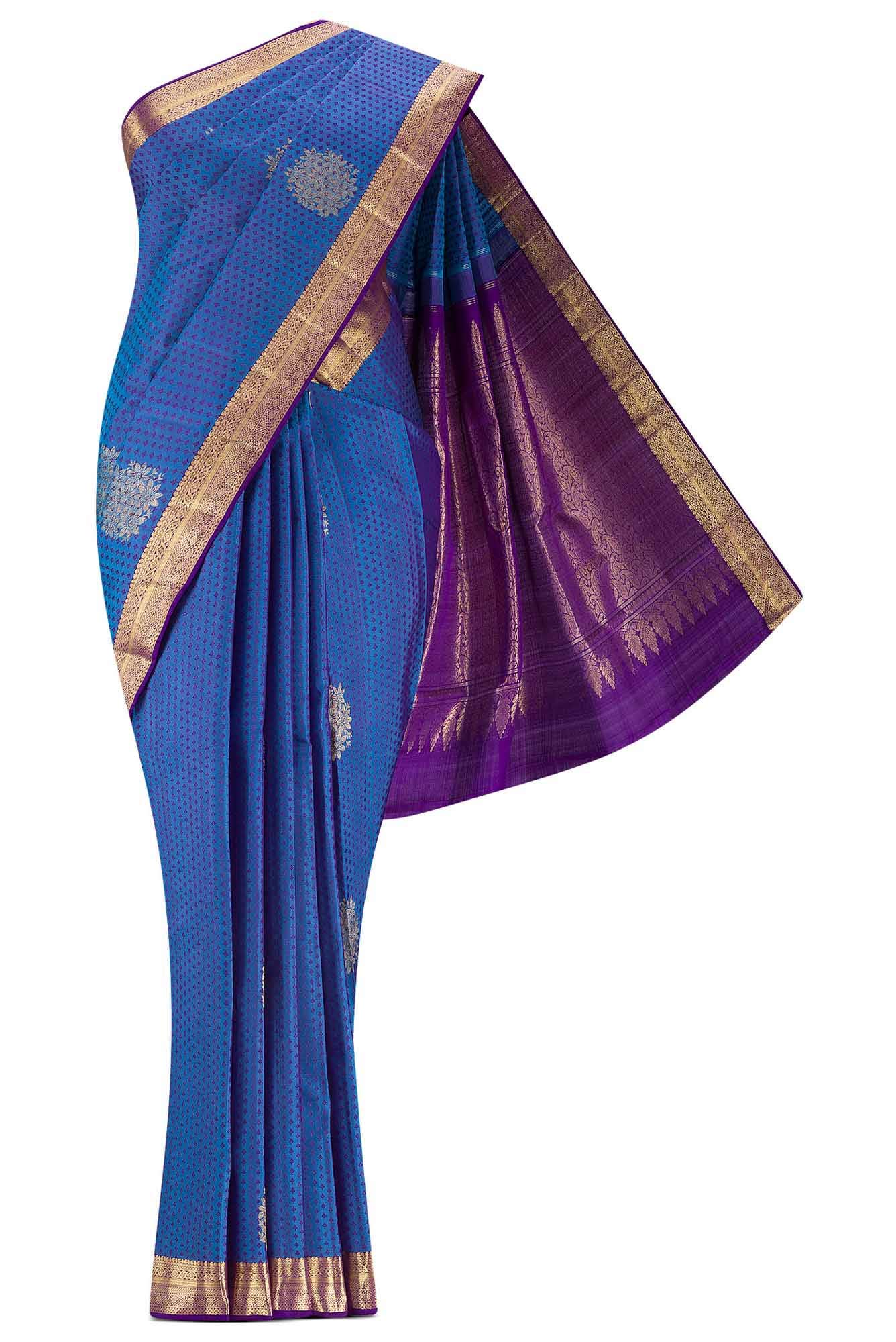 Blue Dual Tone Kanchipuram Silk Saree