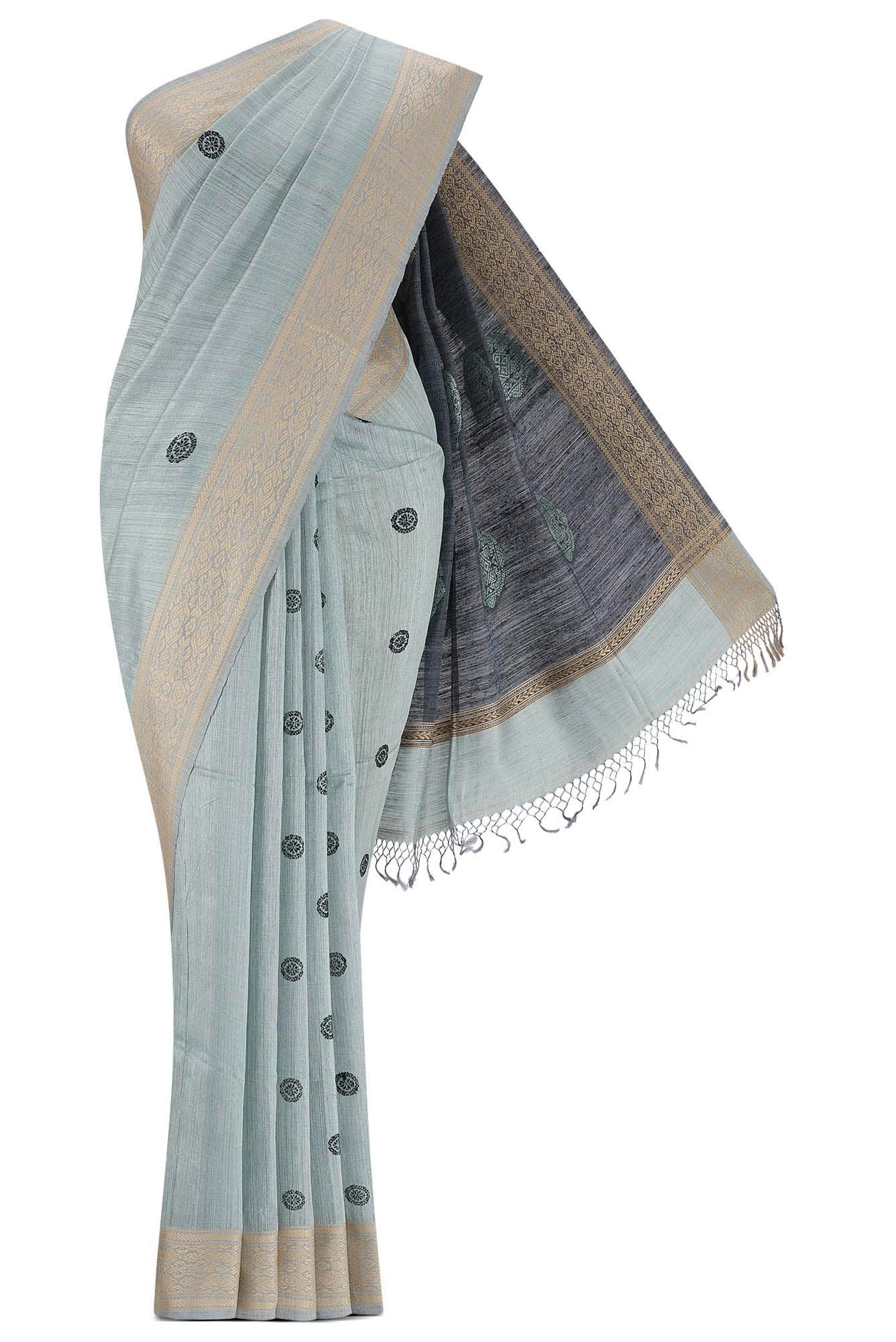 Green Jute Silk Saree