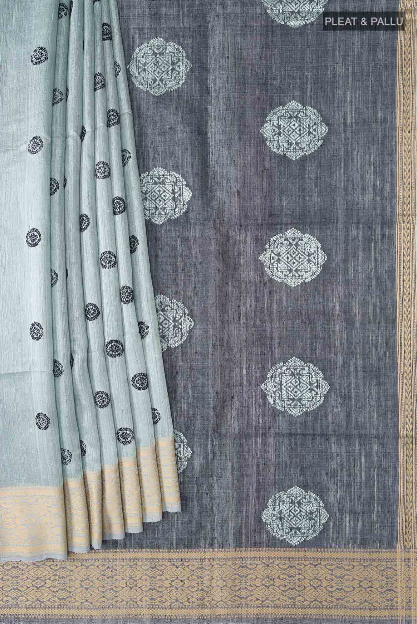 Green Jute Silk Saree