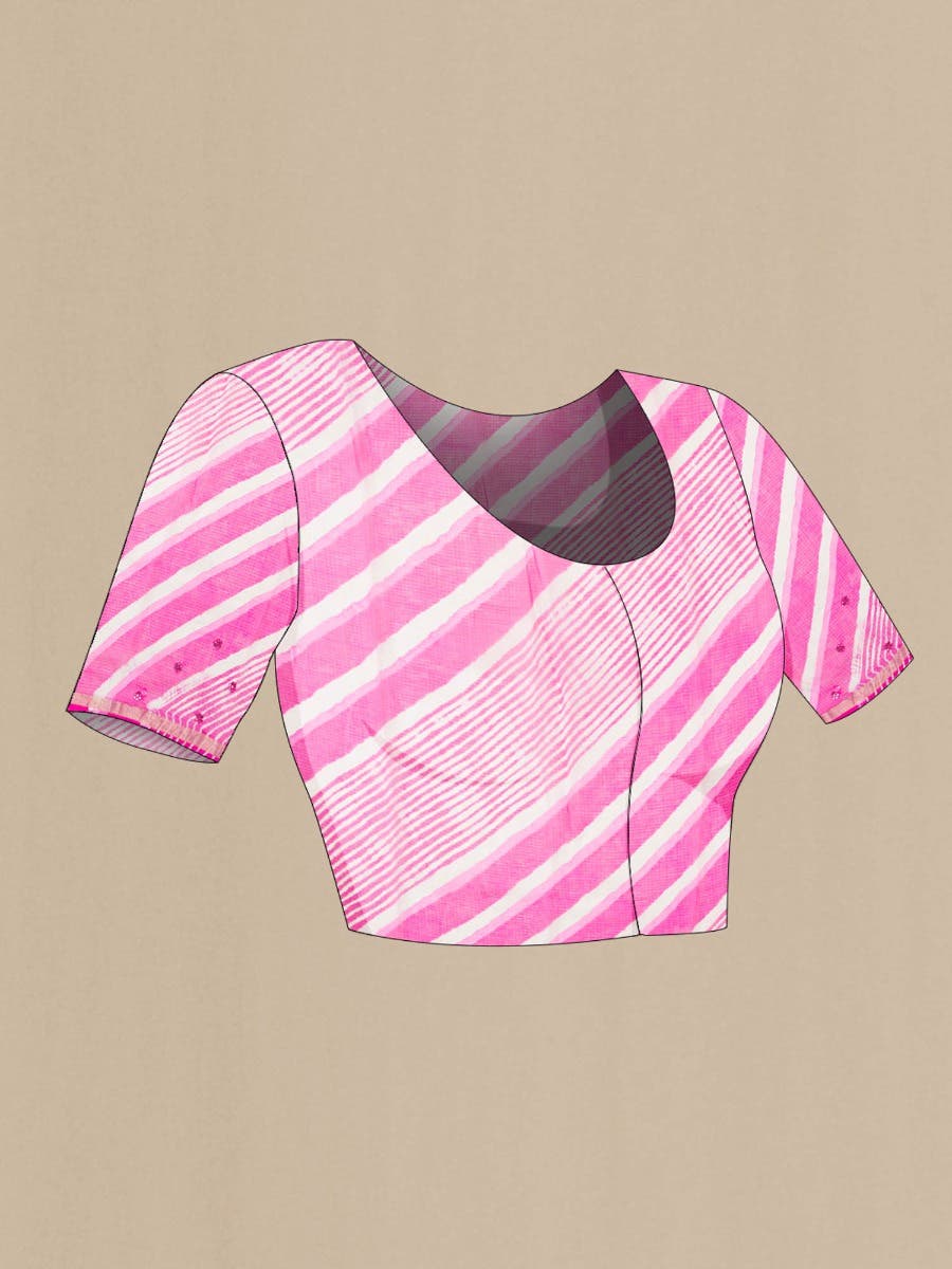 Pink and White Kota Silk Saree
