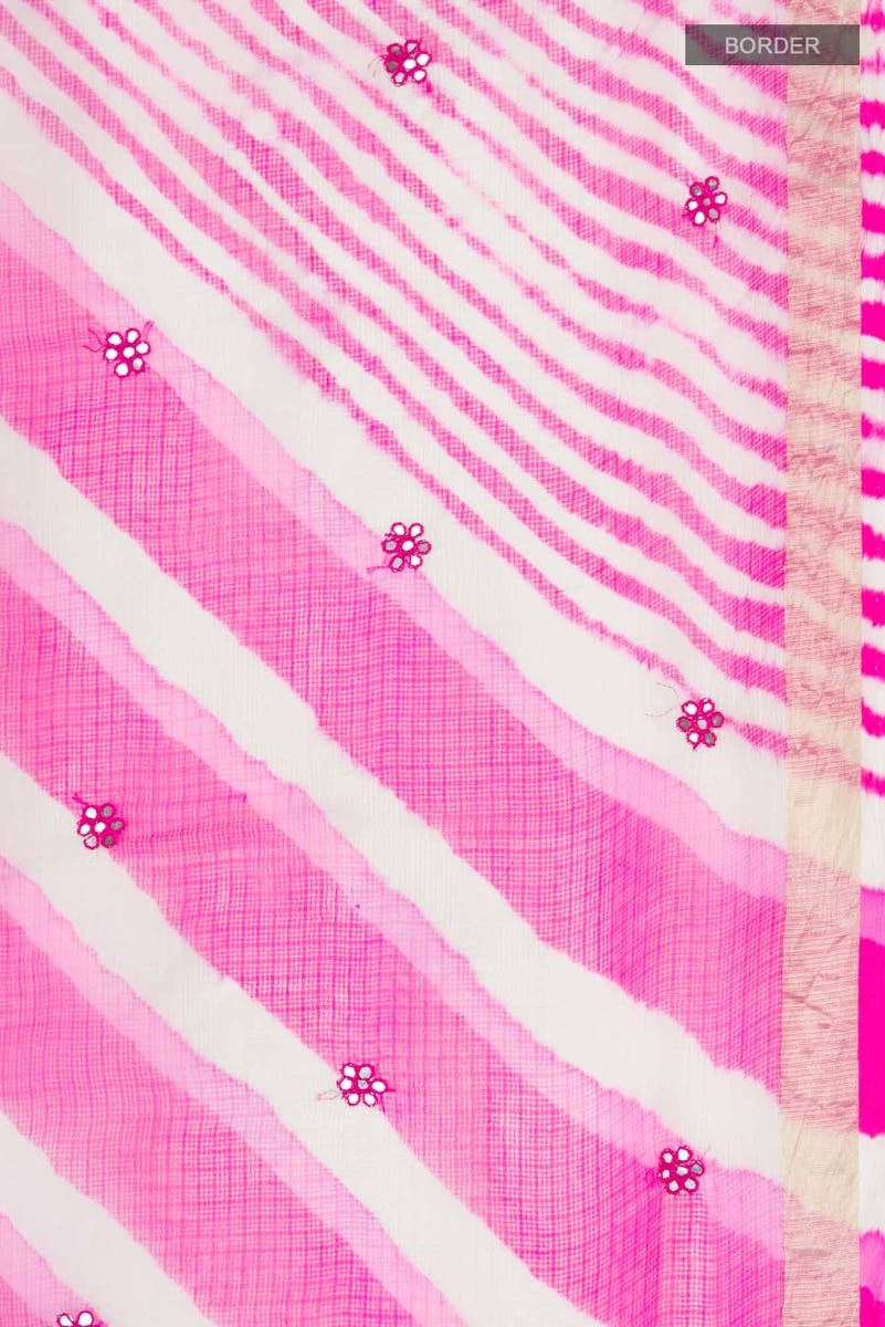 Pink and White Kota Silk Saree