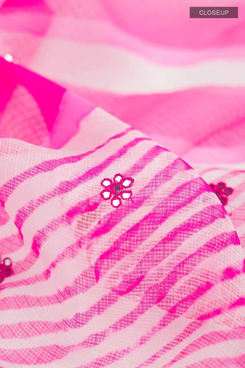 Pink and White Kota Silk Saree