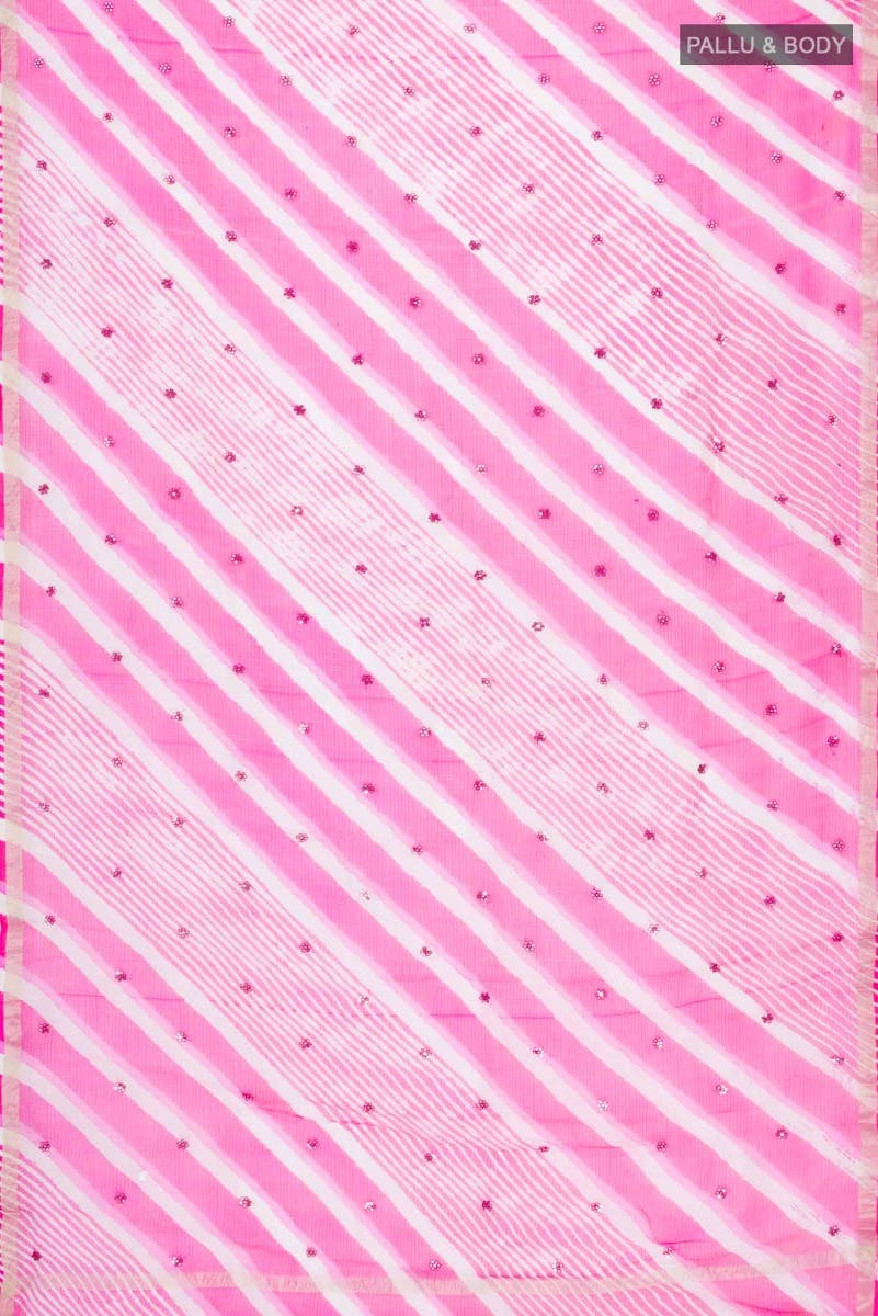 Pink and White Kota Silk Saree