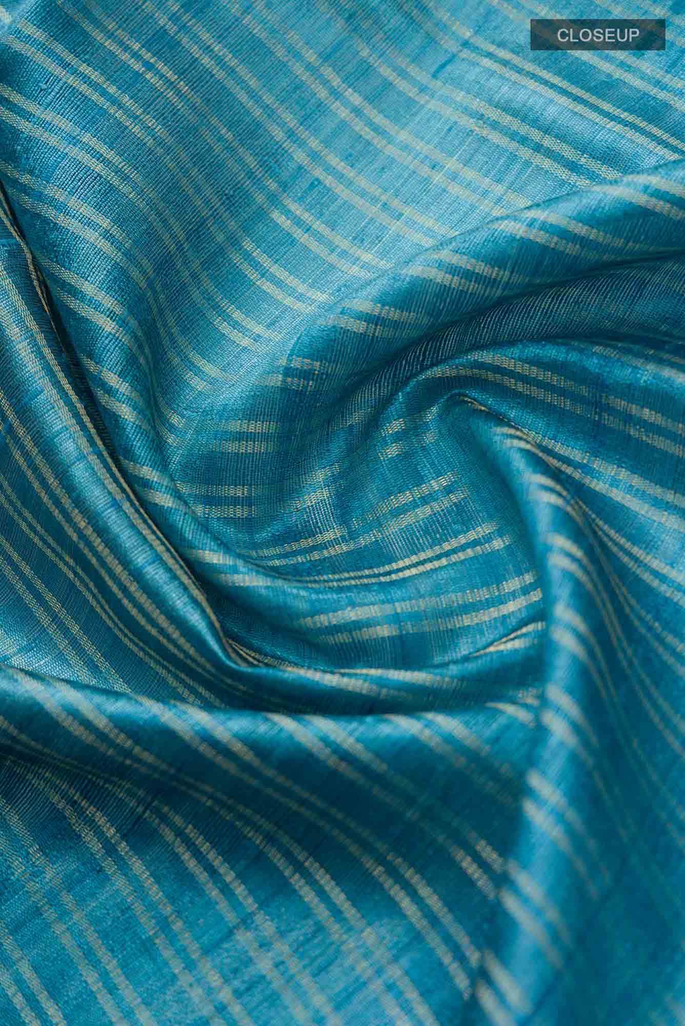 Akira-Aqua Blue Bhagalpuri Tussar Silk Saree