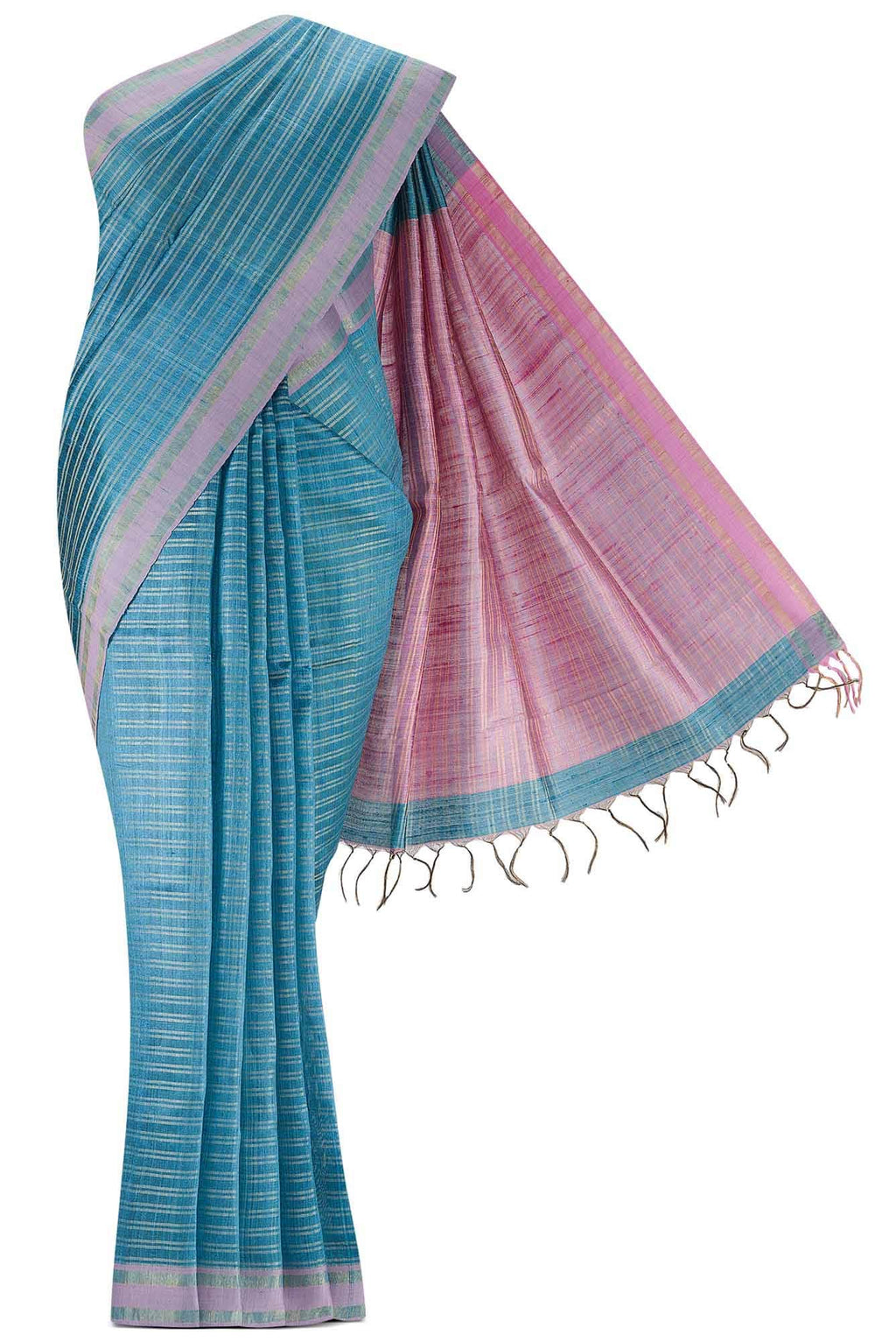 Akira-Aqua Blue Bhagalpuri Tussar Silk Saree