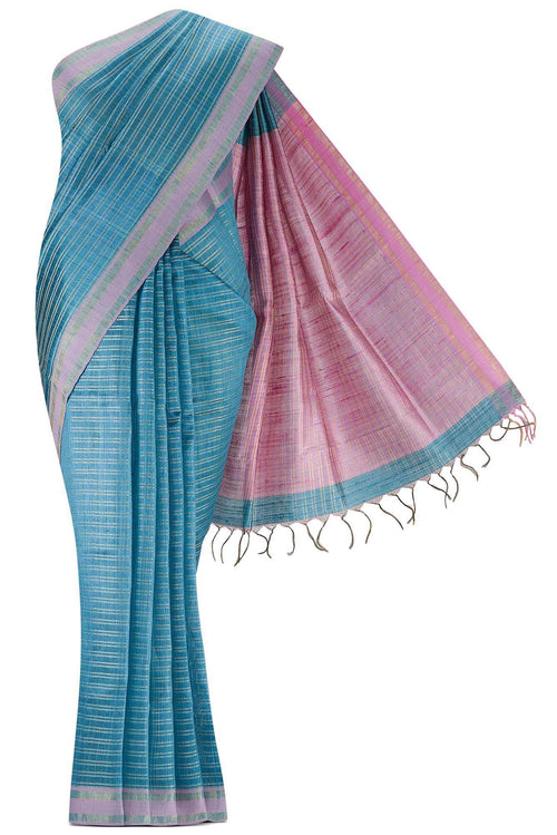 Akira-Aqua Blue Bhagalpuri Tussar Silk Saree