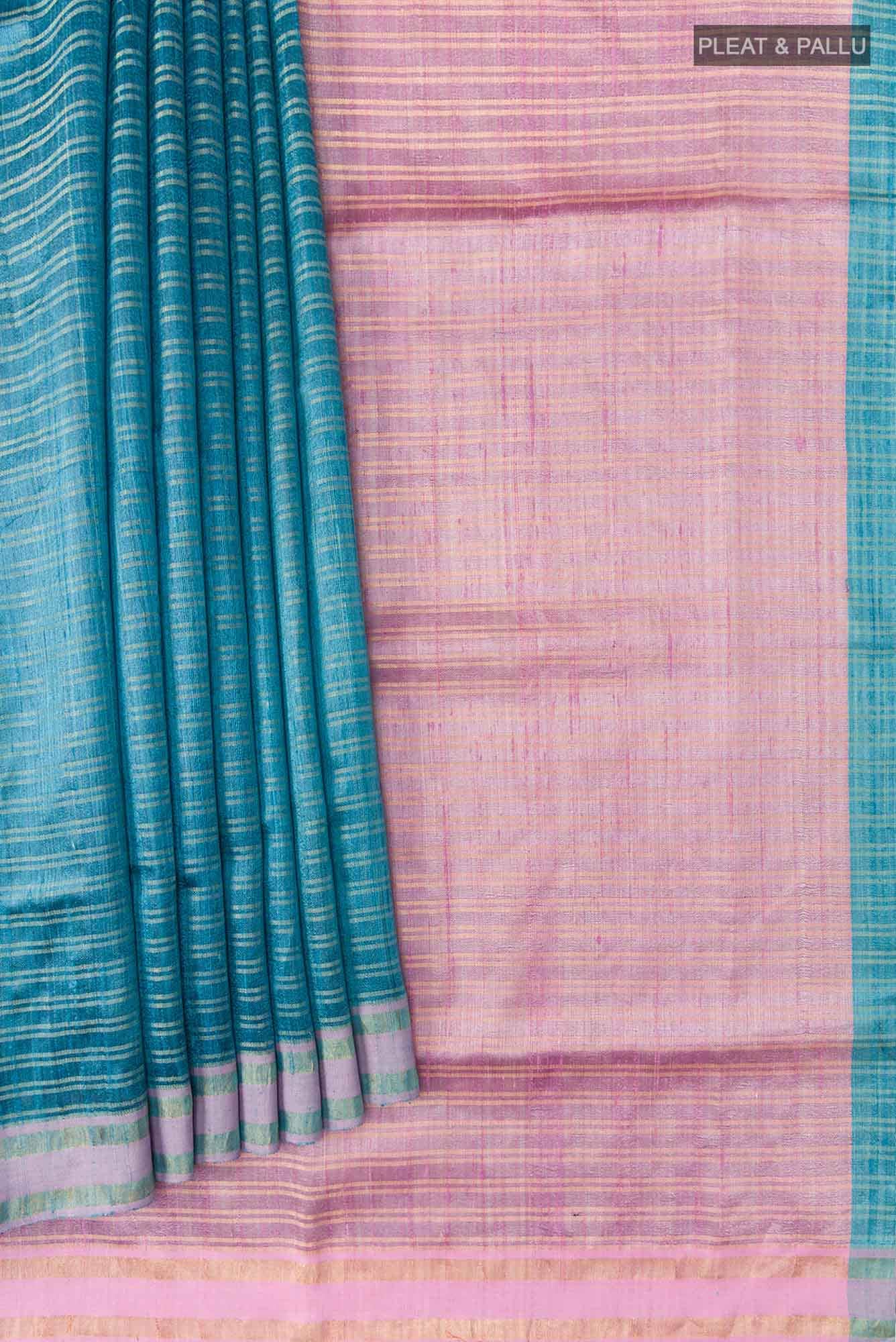 Akira-Aqua Blue Bhagalpuri Tussar Silk Saree