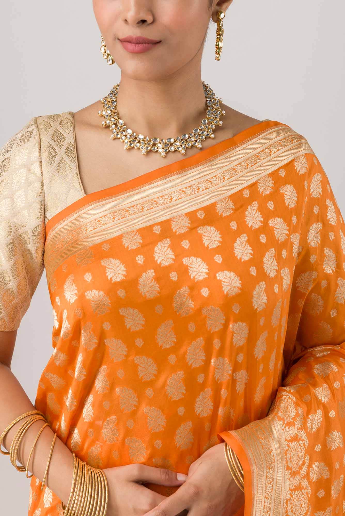 Bhumi-Orange Banarasi Silk Saree