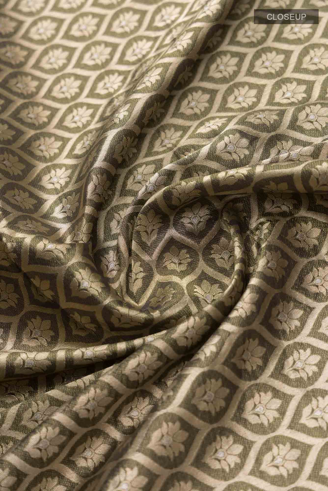Antara-Dark Olive Green Banarasi Silk Saree