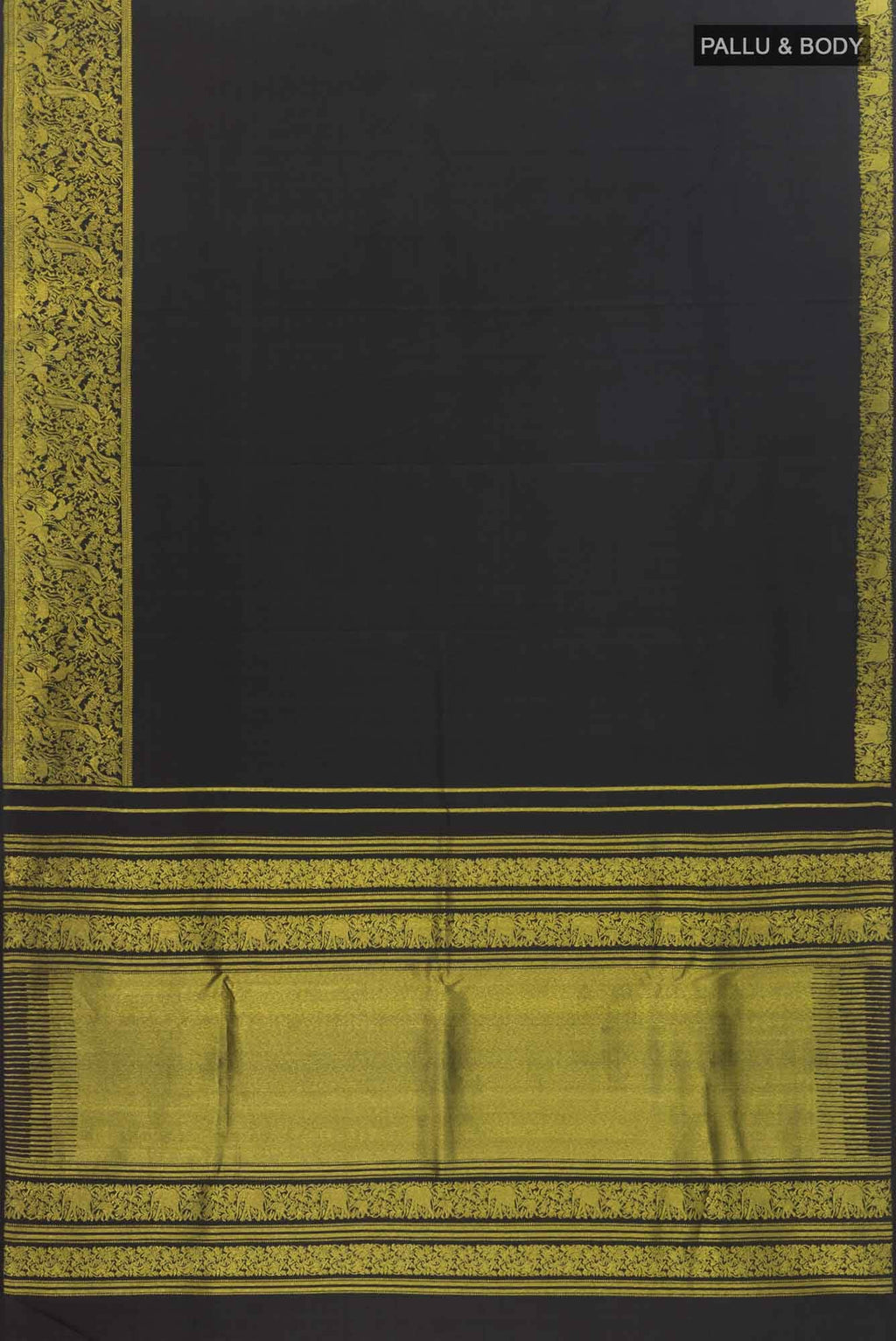 Gajagamini  -Black Kanchipuram Silk Saree