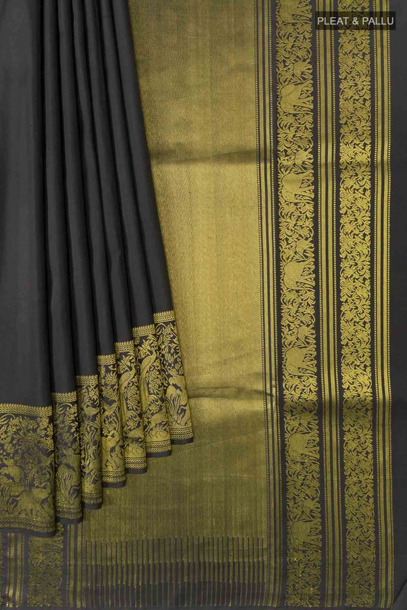 Gajagamini  -Black Kanchipuram Silk Saree