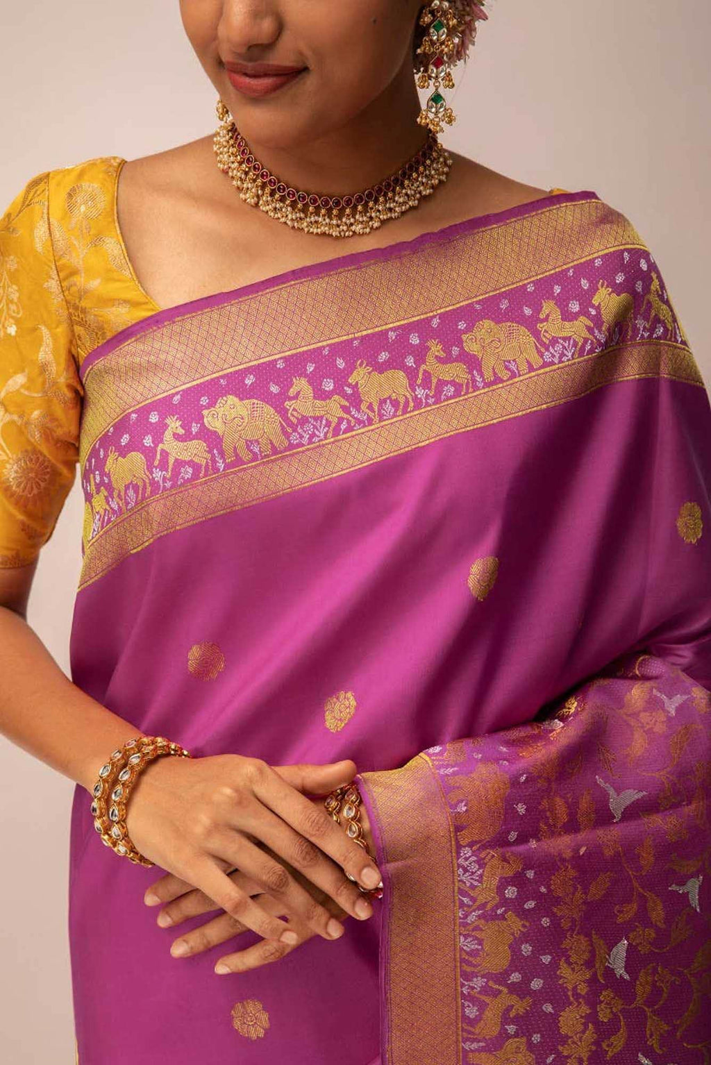 Lalita - Dusky Magenta Kanchipuram Silk Saree