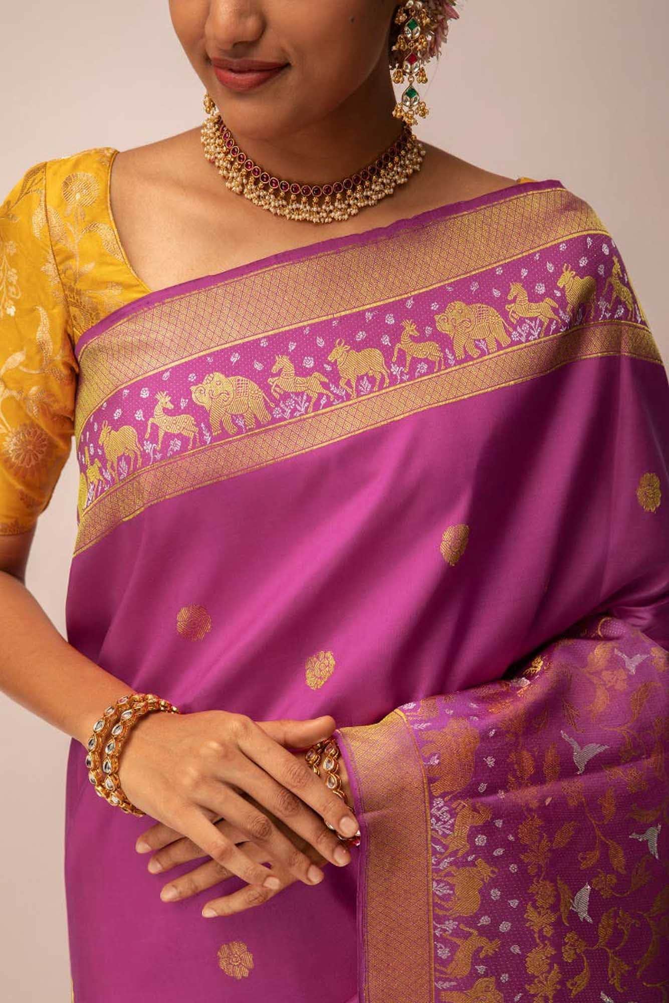 Lalita - Dusky Magenta Kanchipuram Silk Saree