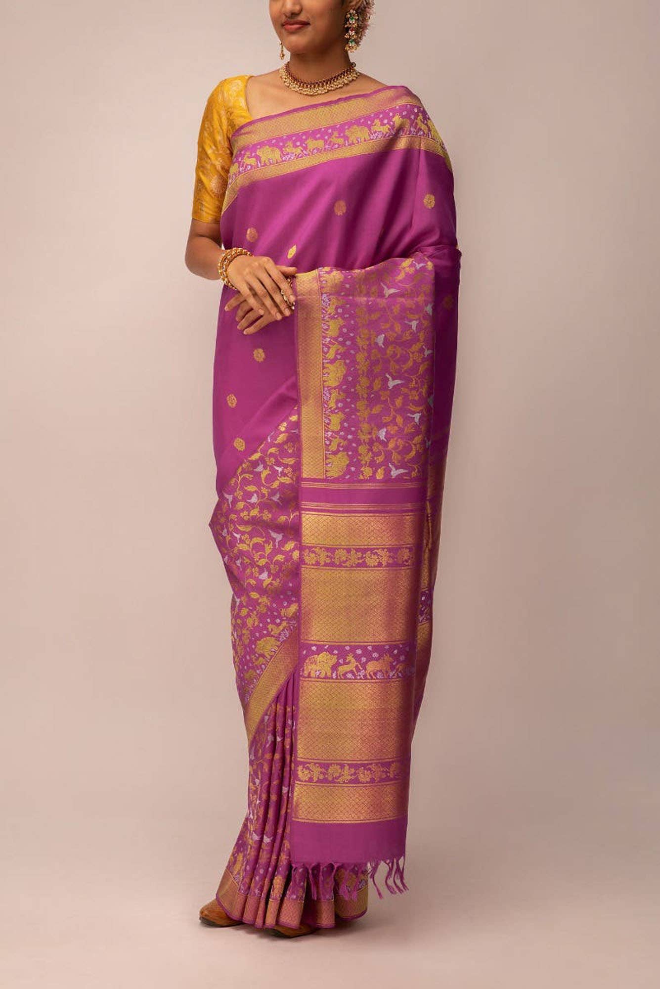 Lalita - Dusky Magenta Kanchipuram Silk Saree