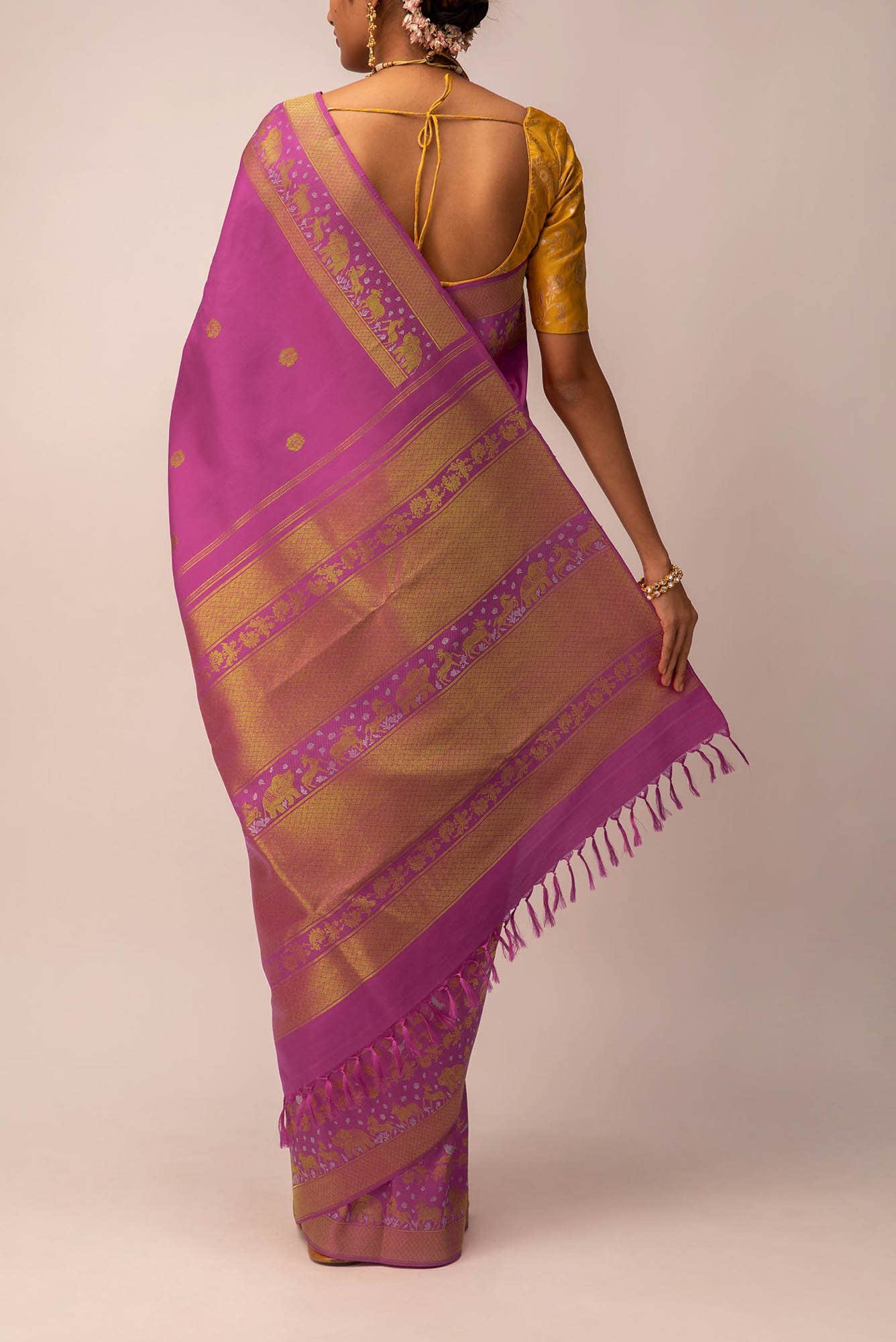 Lalita - Dusky Magenta Kanchipuram Silk Saree