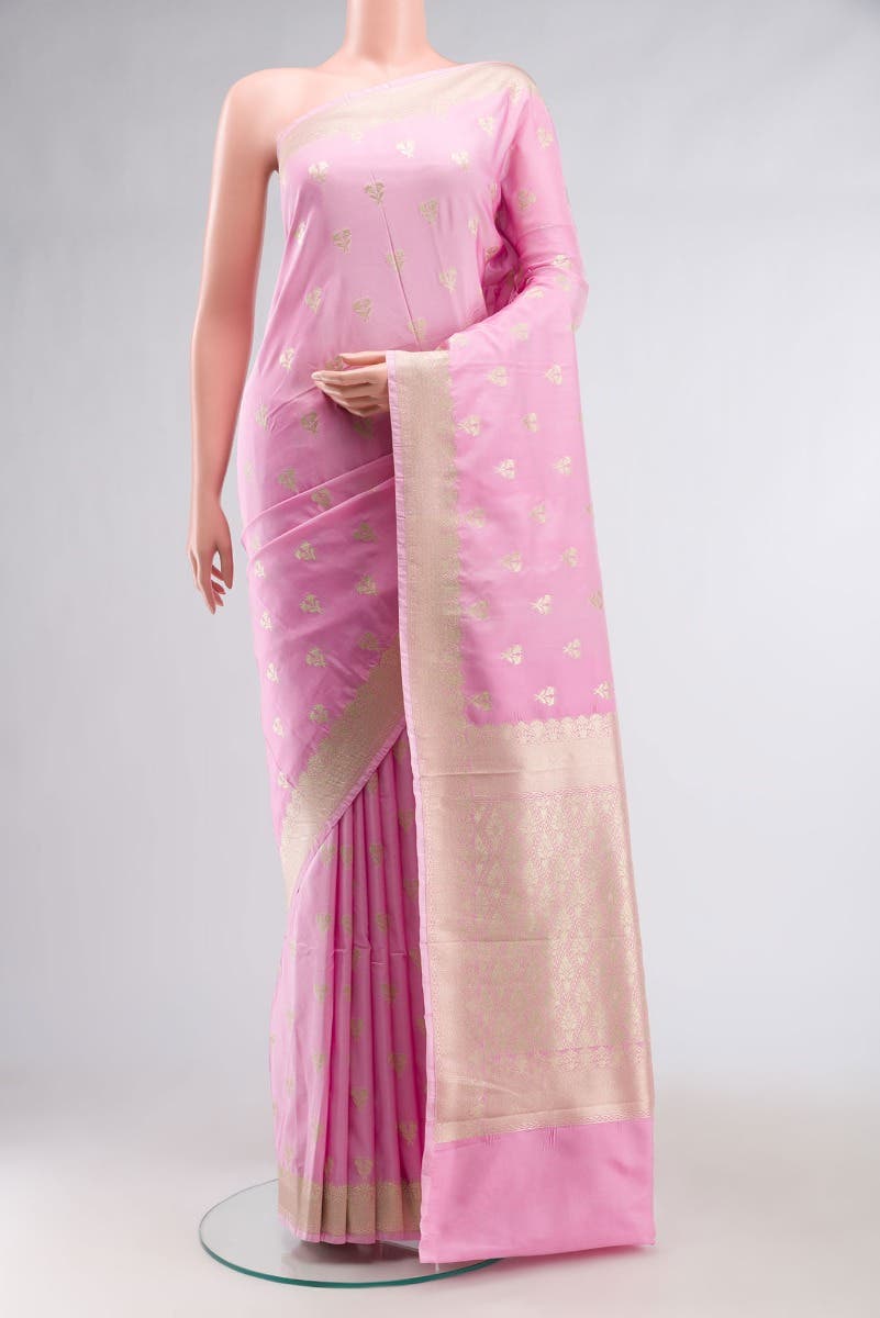 Pink Blended Banarasi Silk Saree