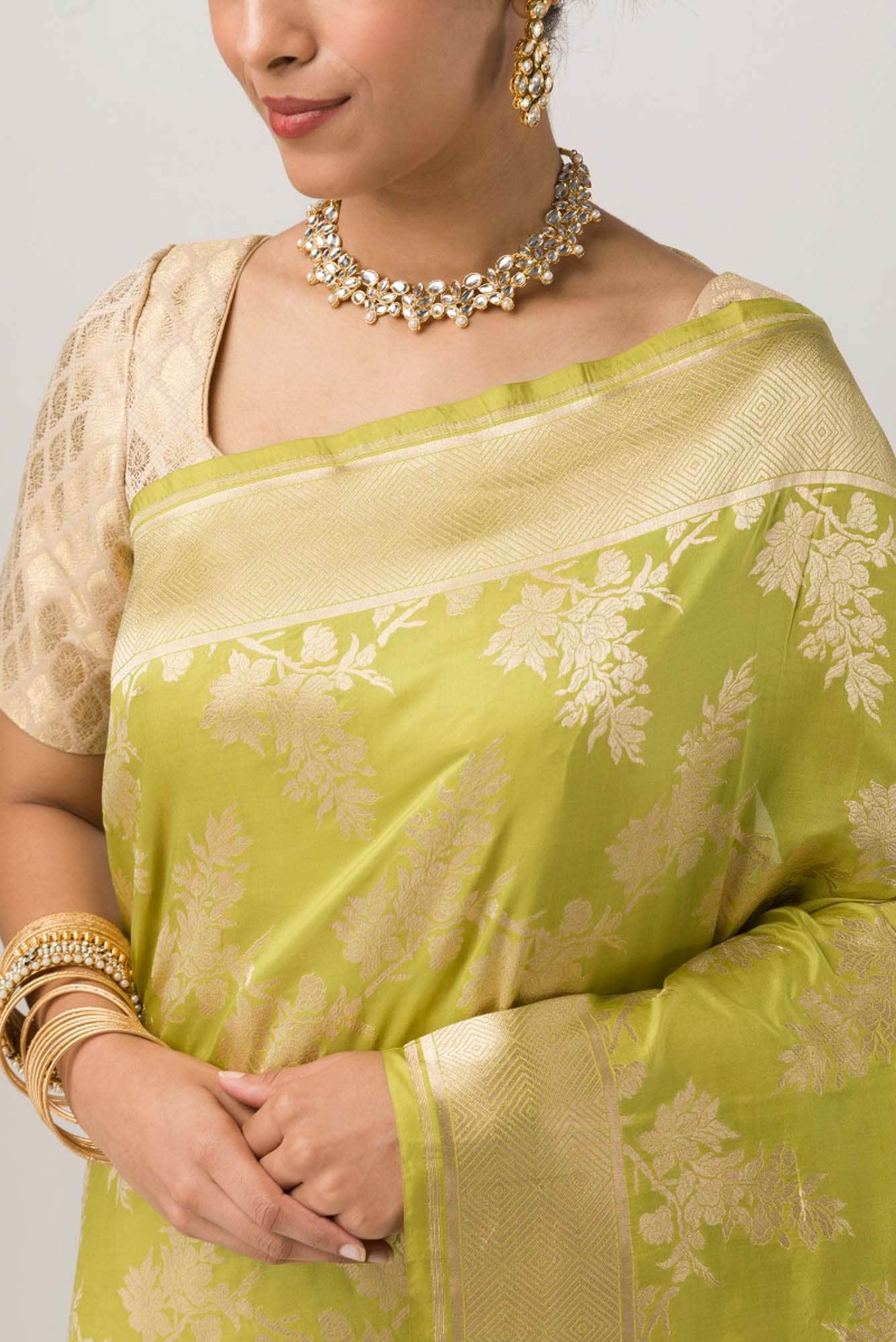 Magnolia Manmohini- Green Katan Banarasi Saree