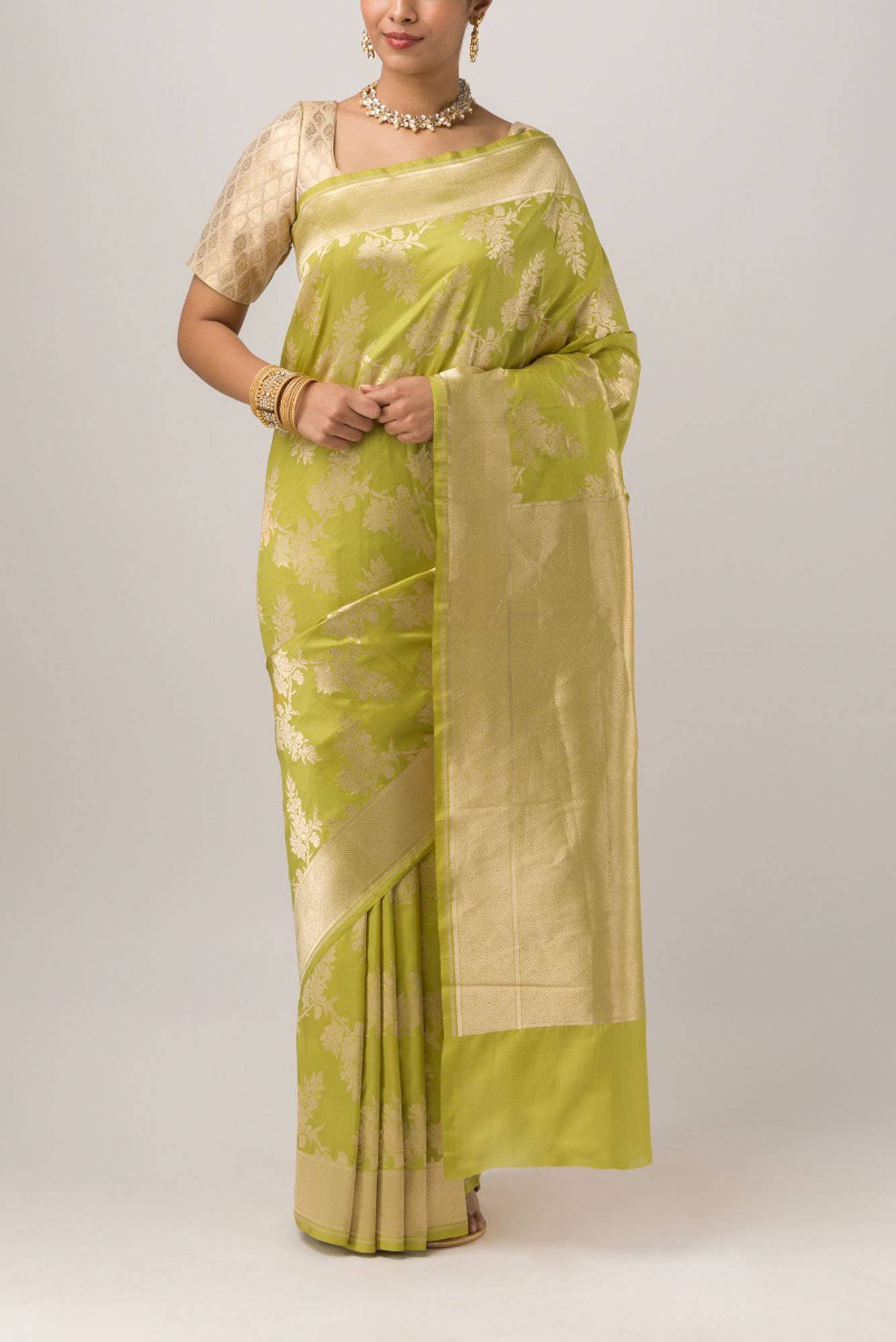 Magnolia Manmohini- Green Katan Banarasi Saree