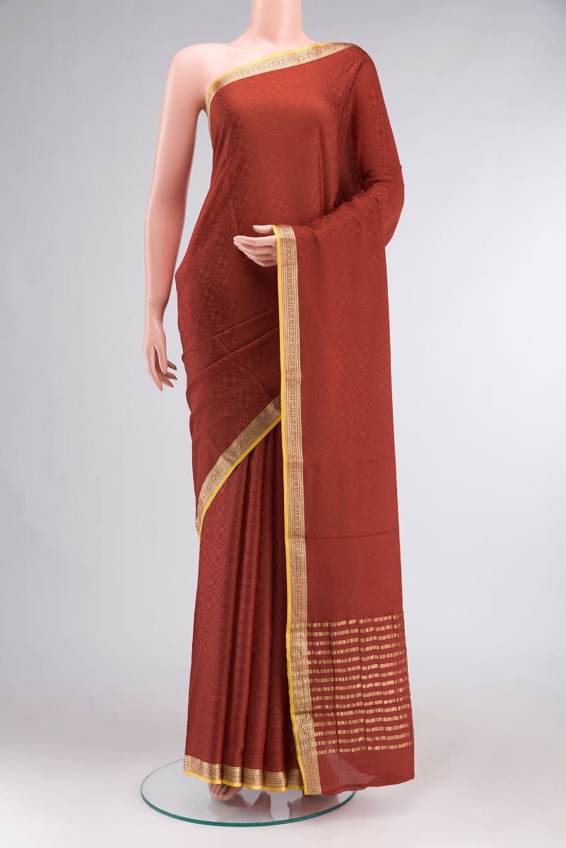 Orange Mysore Crepe Saree