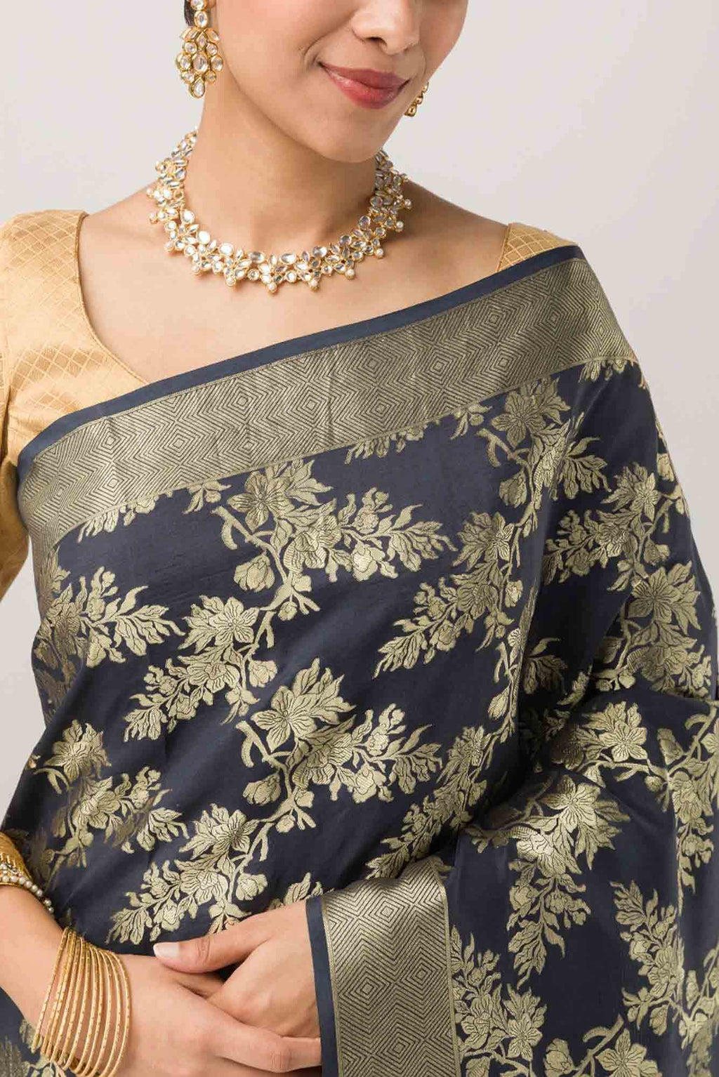 Magnolia Manmohini- Black Katan Banarasi Silk Saree