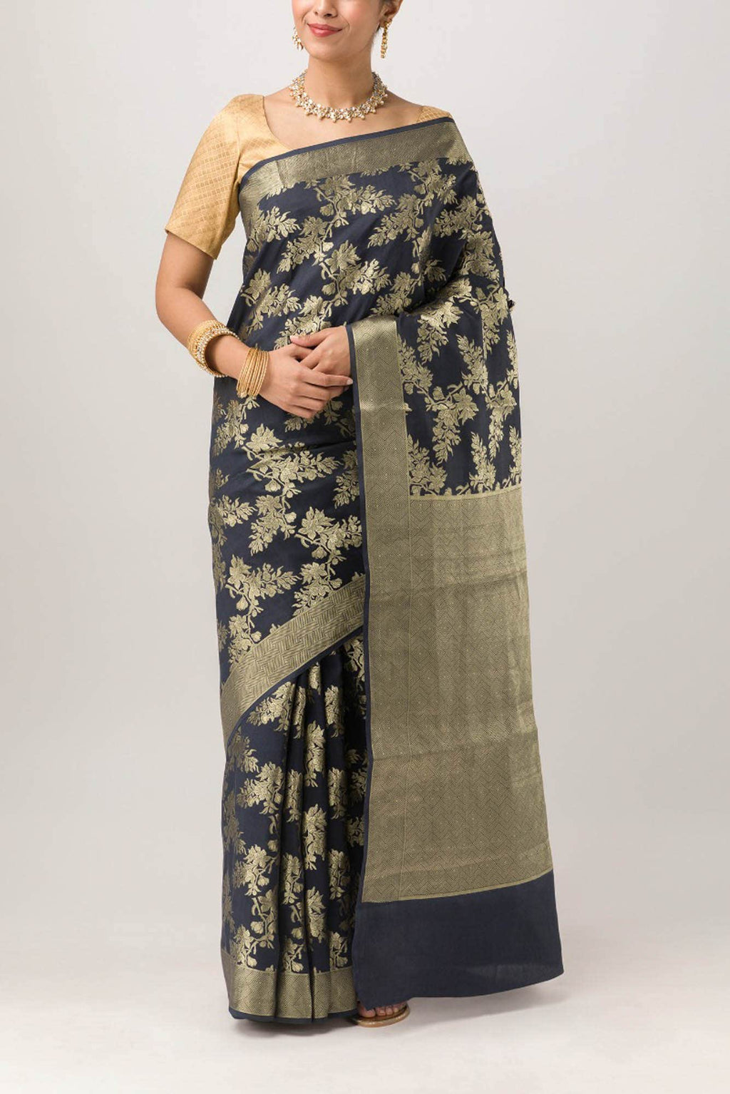 Magnolia Manmohini- Black Katan Banarasi Silk Saree