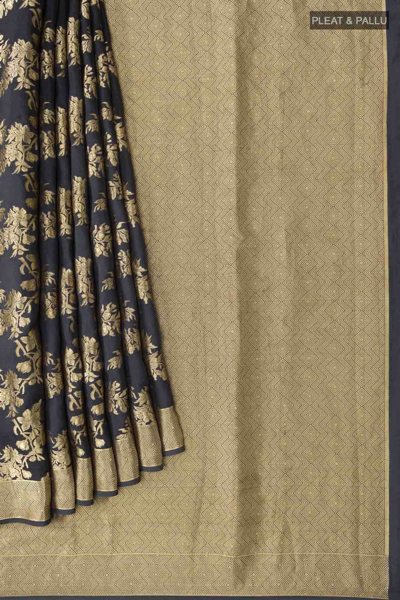 Magnolia Manmohini- Black Katan Banarasi Silk Saree