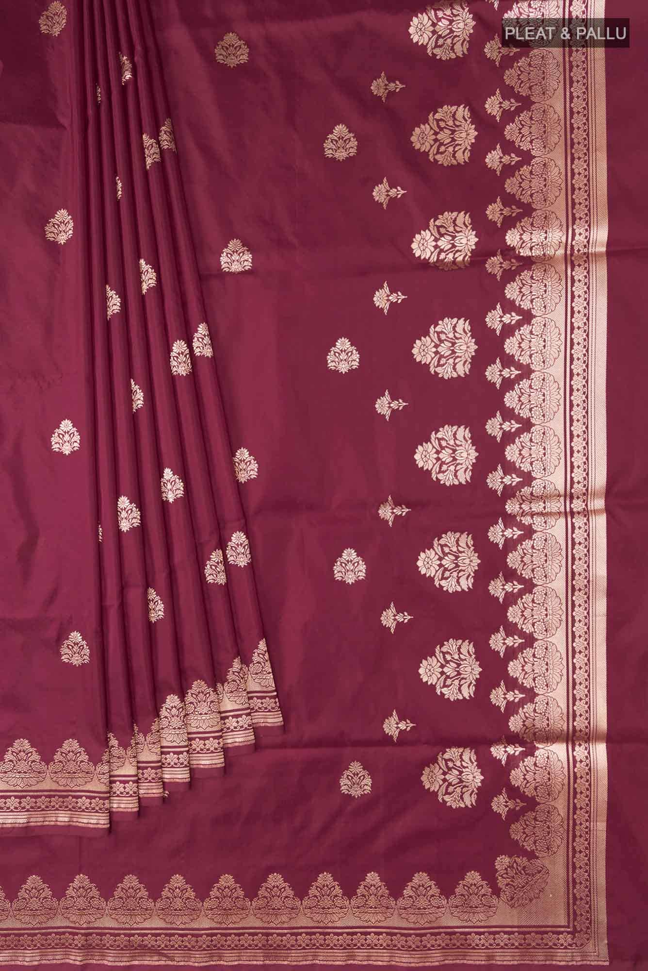 Uma-Maroon Banarasi Silk Saree