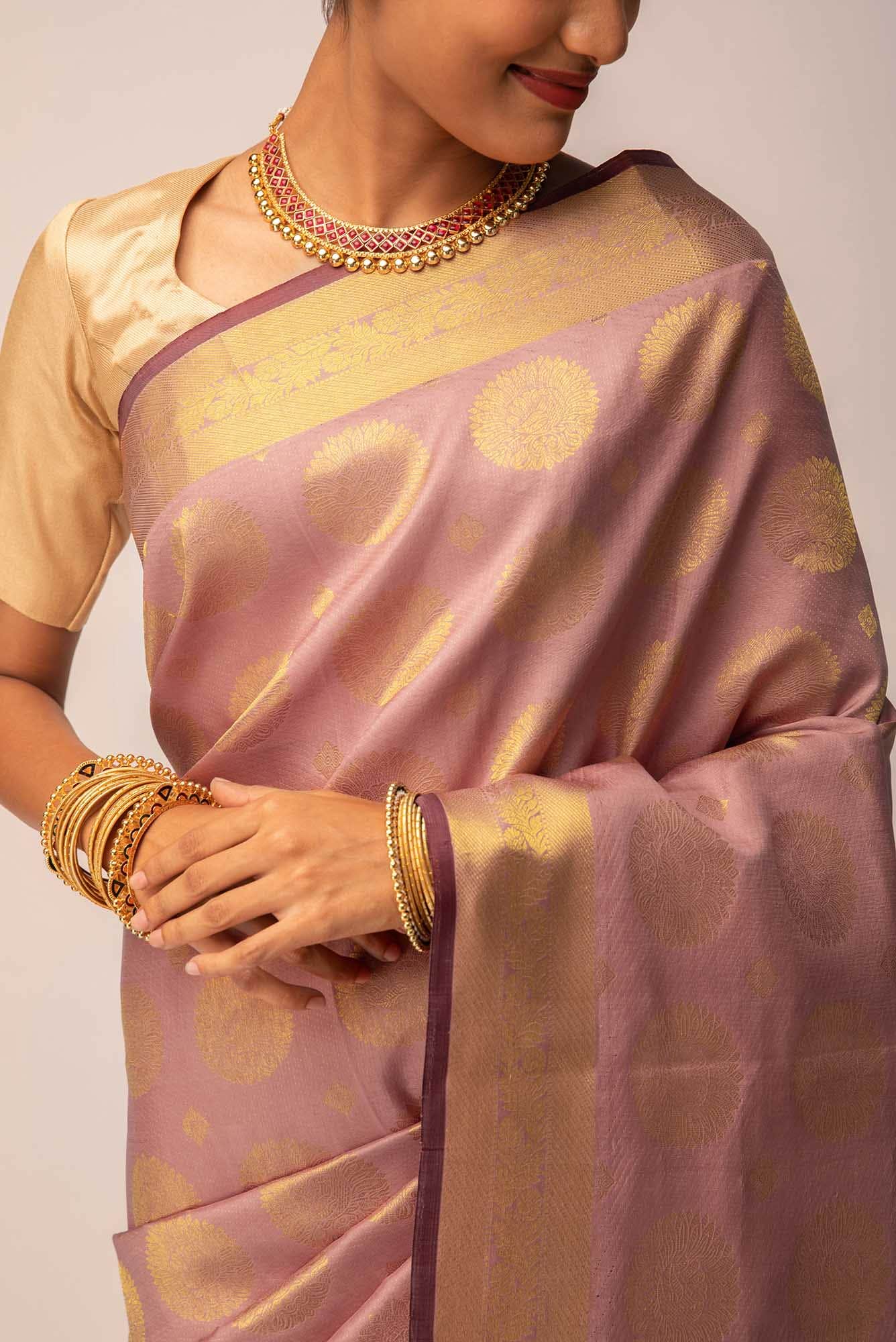 Shrimati-Rose Gold Kanchipuram Silk Saree