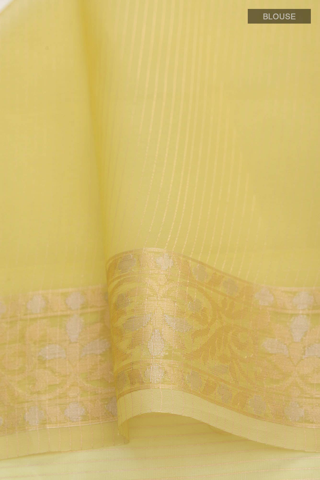 Yellow Blended Kora Cotton Saree
