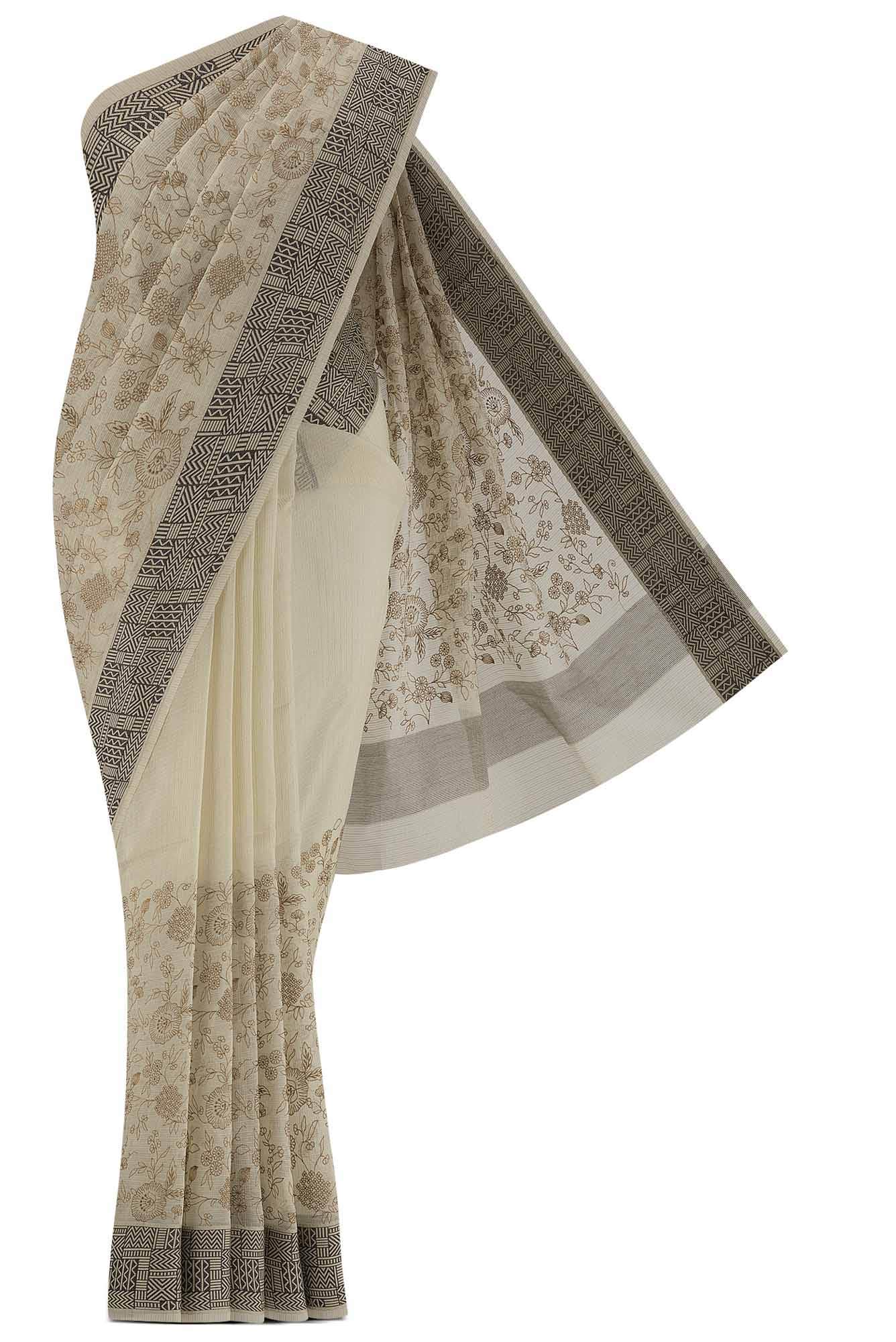Beige Blended Kota Cotton Saree