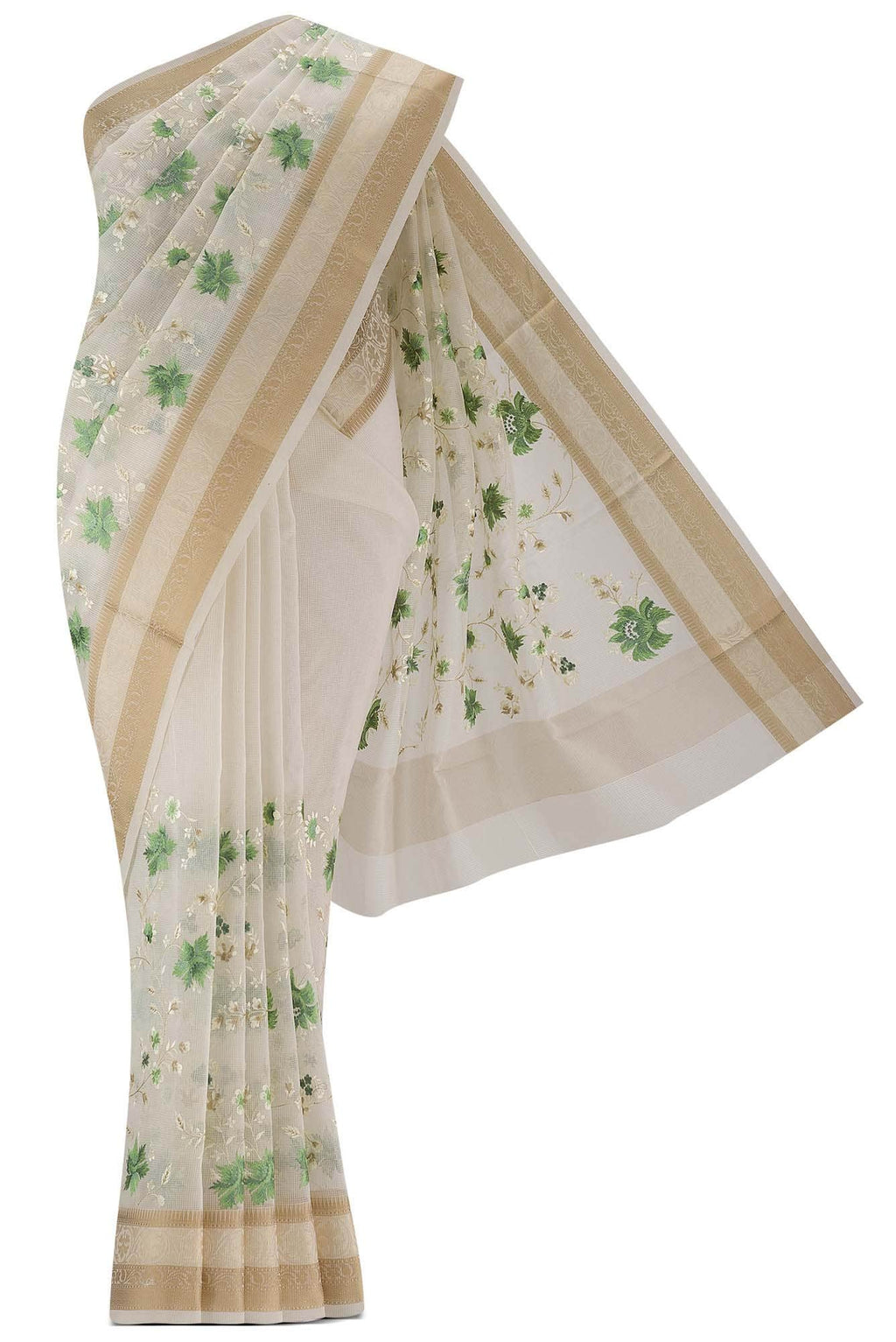 Cream Blended Kota Cotton Saree