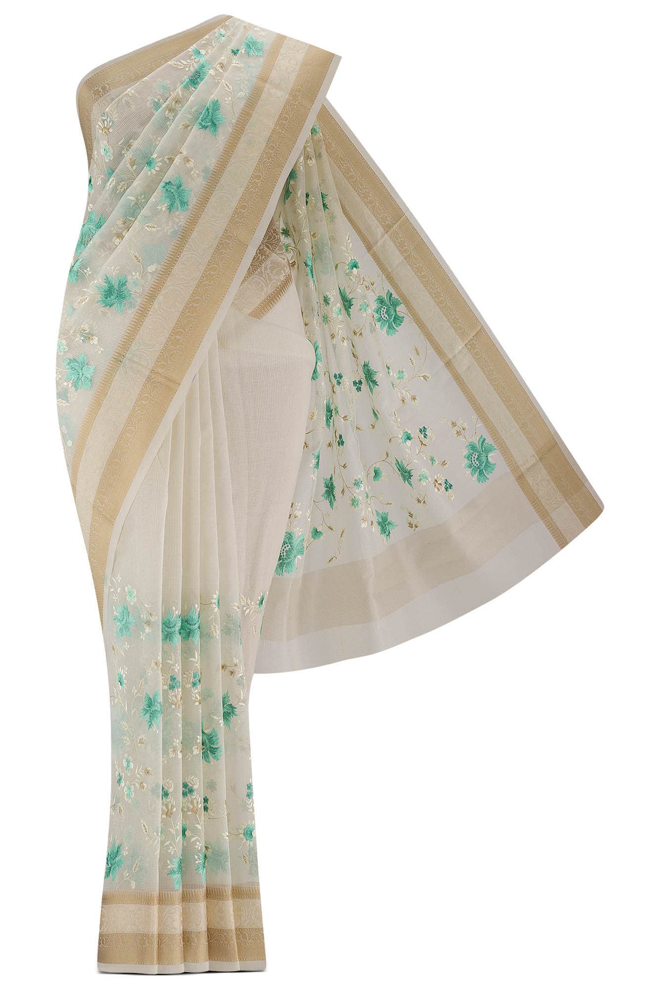 Cream Blended Kota Cotton Saree